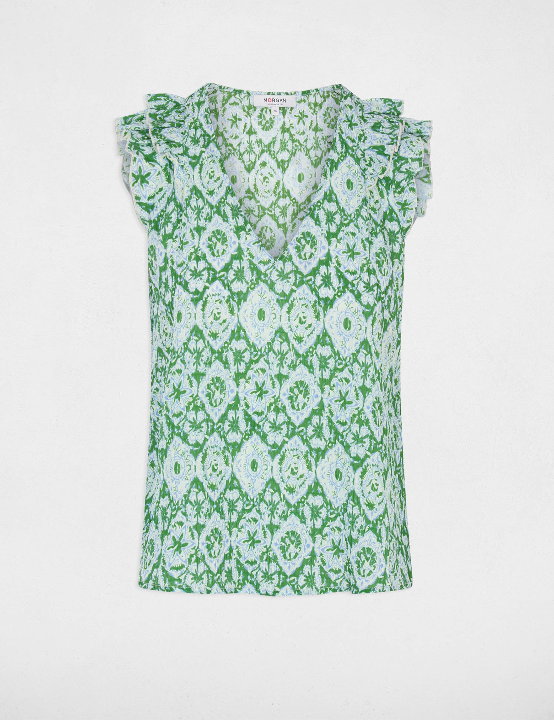 Top col v sans manches multicolore femme