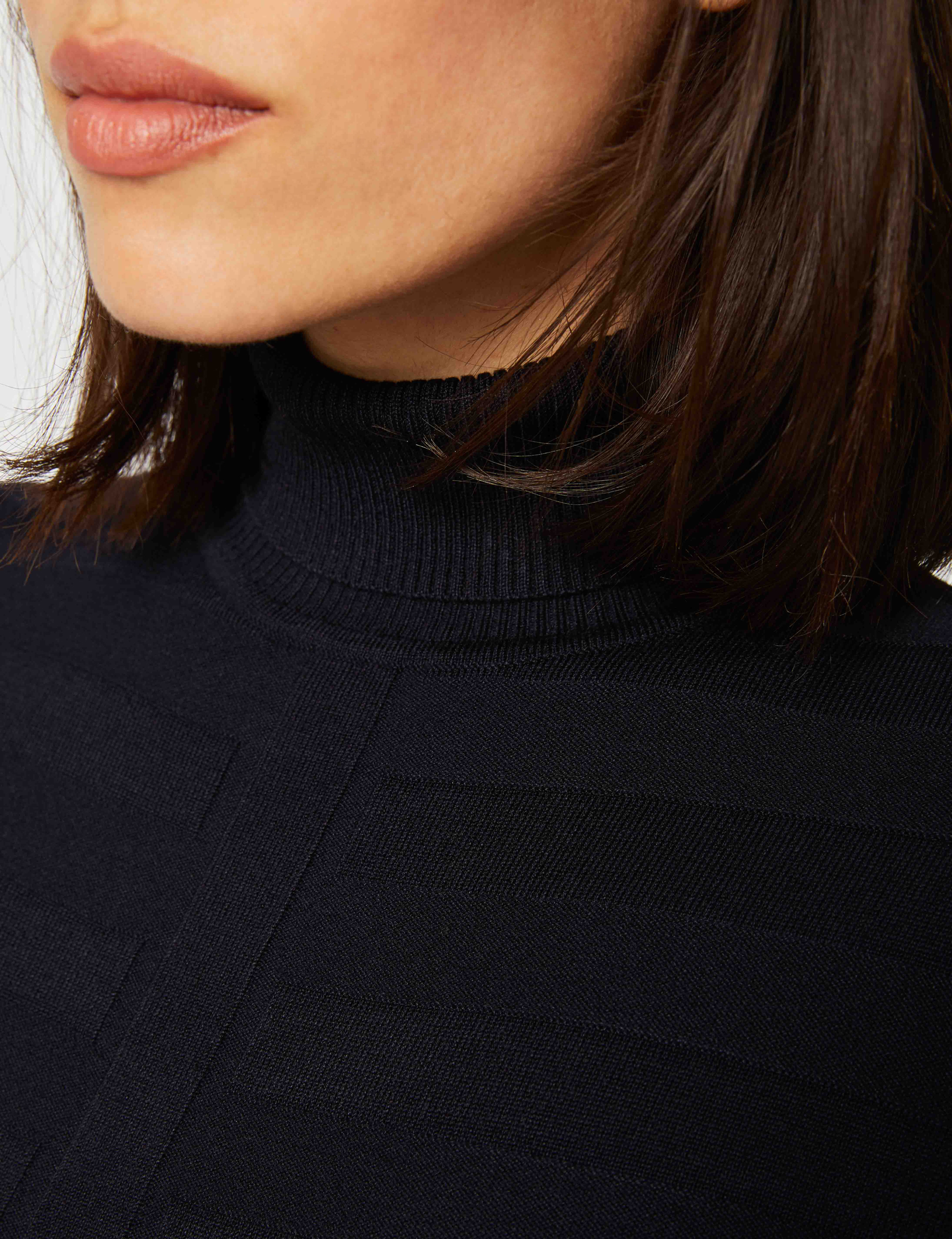 Pull manches longues col roulé marine femme Pull manches longues col roulé marine femme