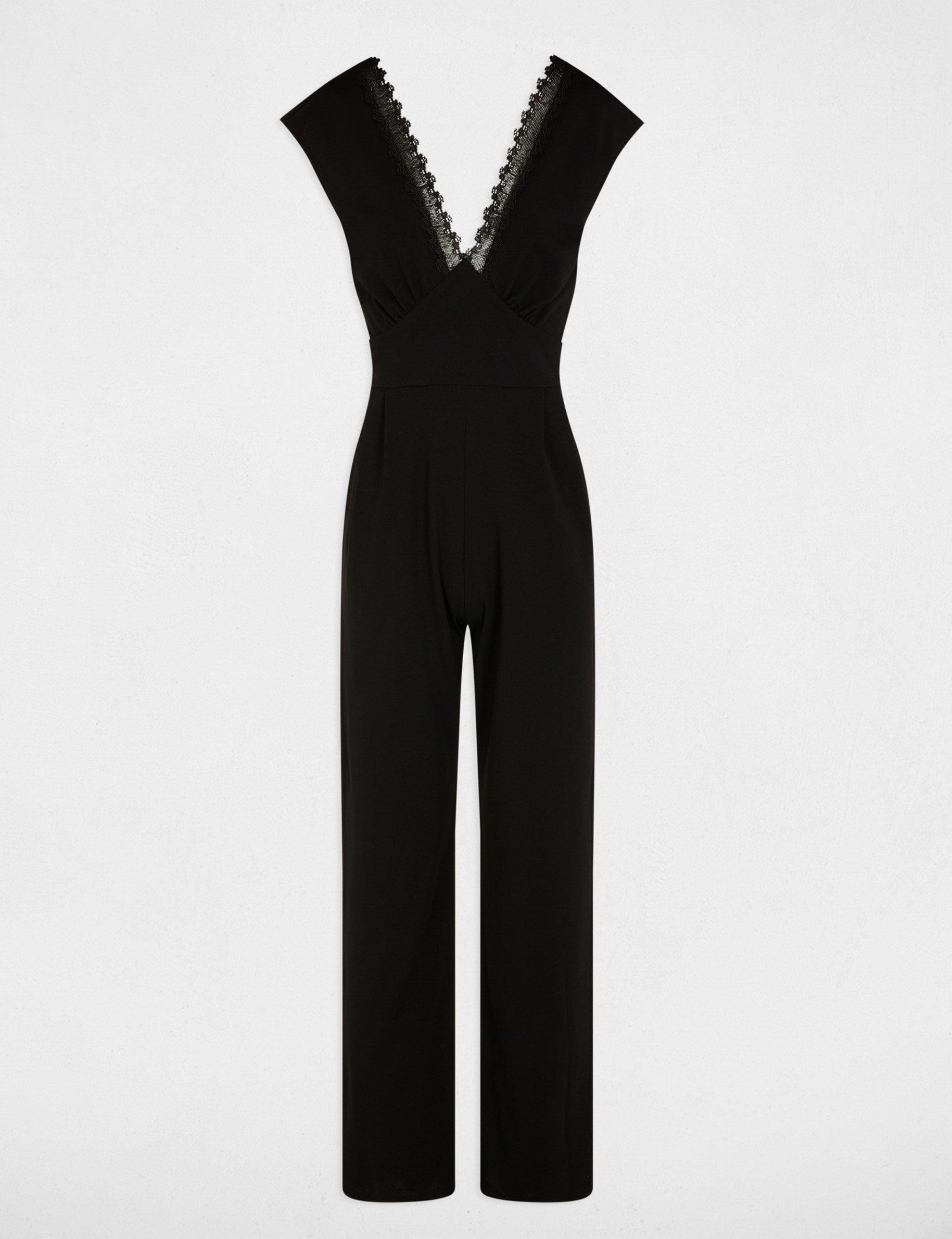 Combinaison dentelle col v noir femme