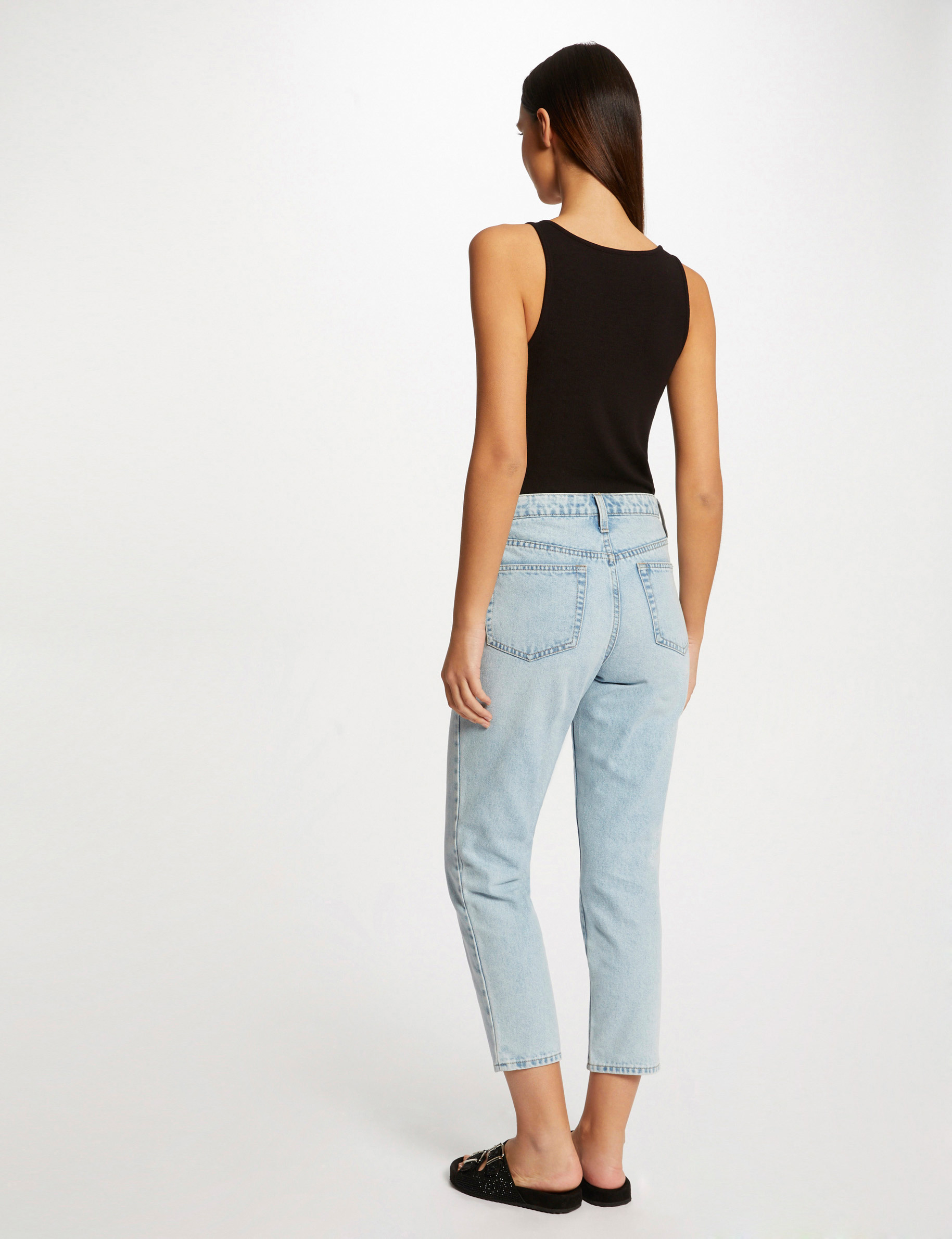 Débardeur bretelles larges à ornements noir femme Débardeur bretelles larges à ornements noir femme