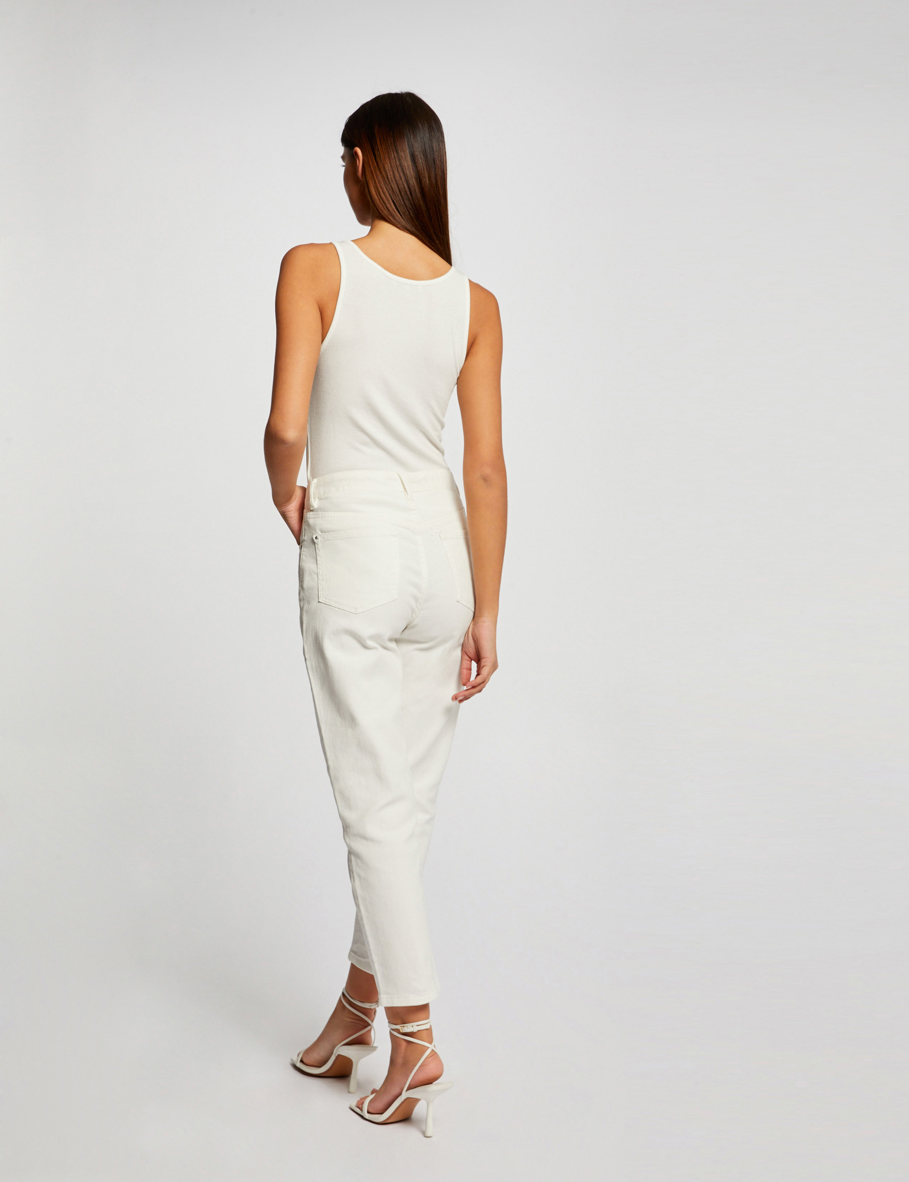 Débardeur avec bretelles à ornements ecru femme Débardeur avec bretelles à ornements ecru femme