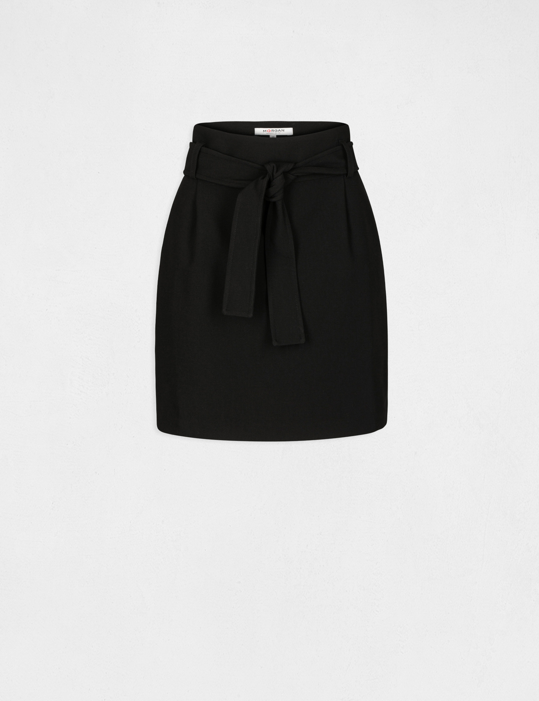 Jupe droite taille haute ceinturée noir femme Jupe droite taille haute ceinturée noir femme