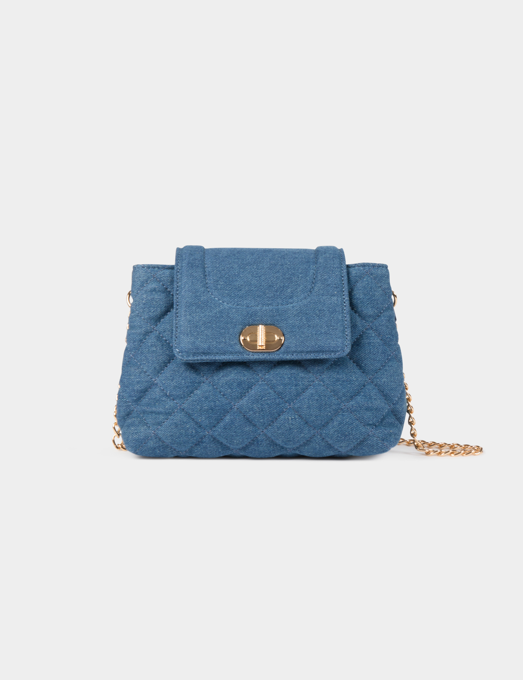 sac pochette jean matelasse denim stone femme Sac pochette jean matelassé denim stone femme