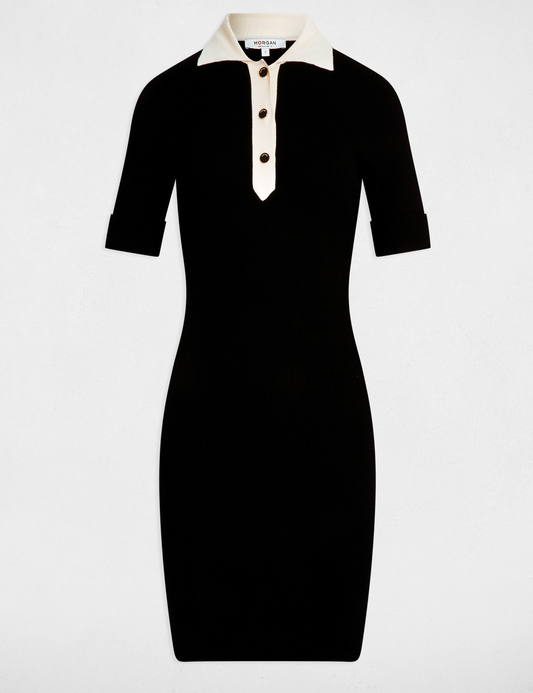 robe tricot courte cintree noir femme Robe tricot courte cintrée noir femme