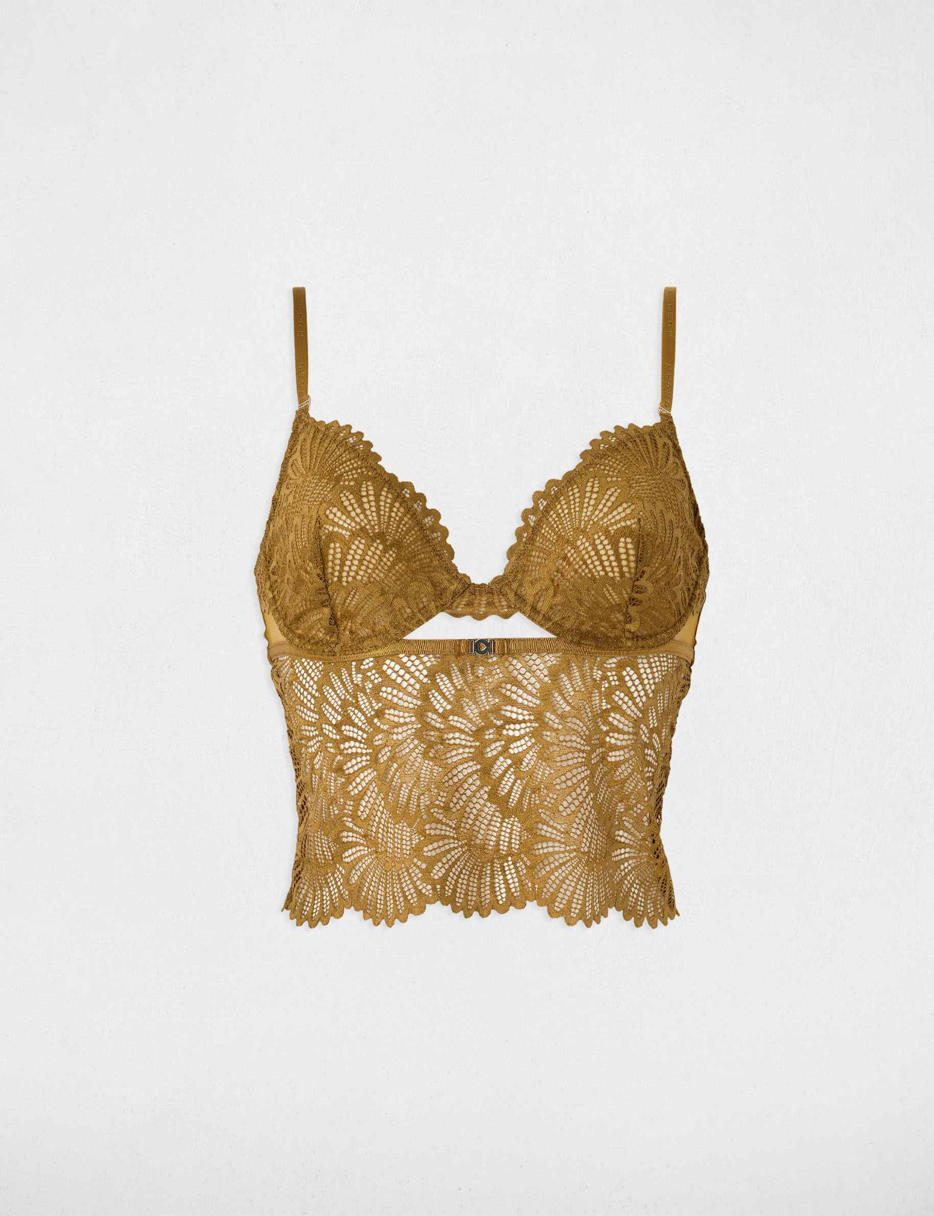 Haut de lingerie en dentelle bronze femme