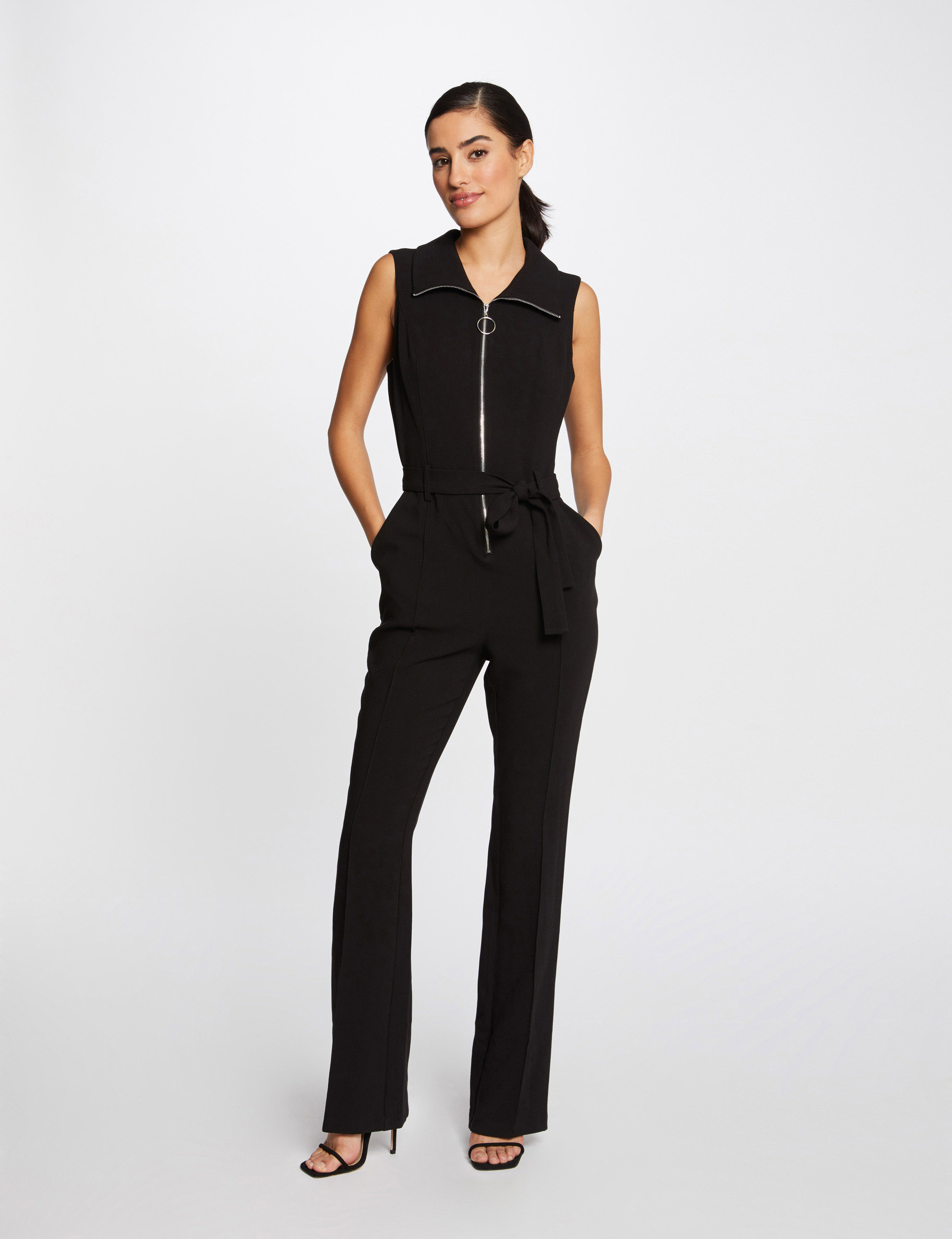 Combinaison droite ceinturée noir femme Combinaison droite ceinturée noir femme