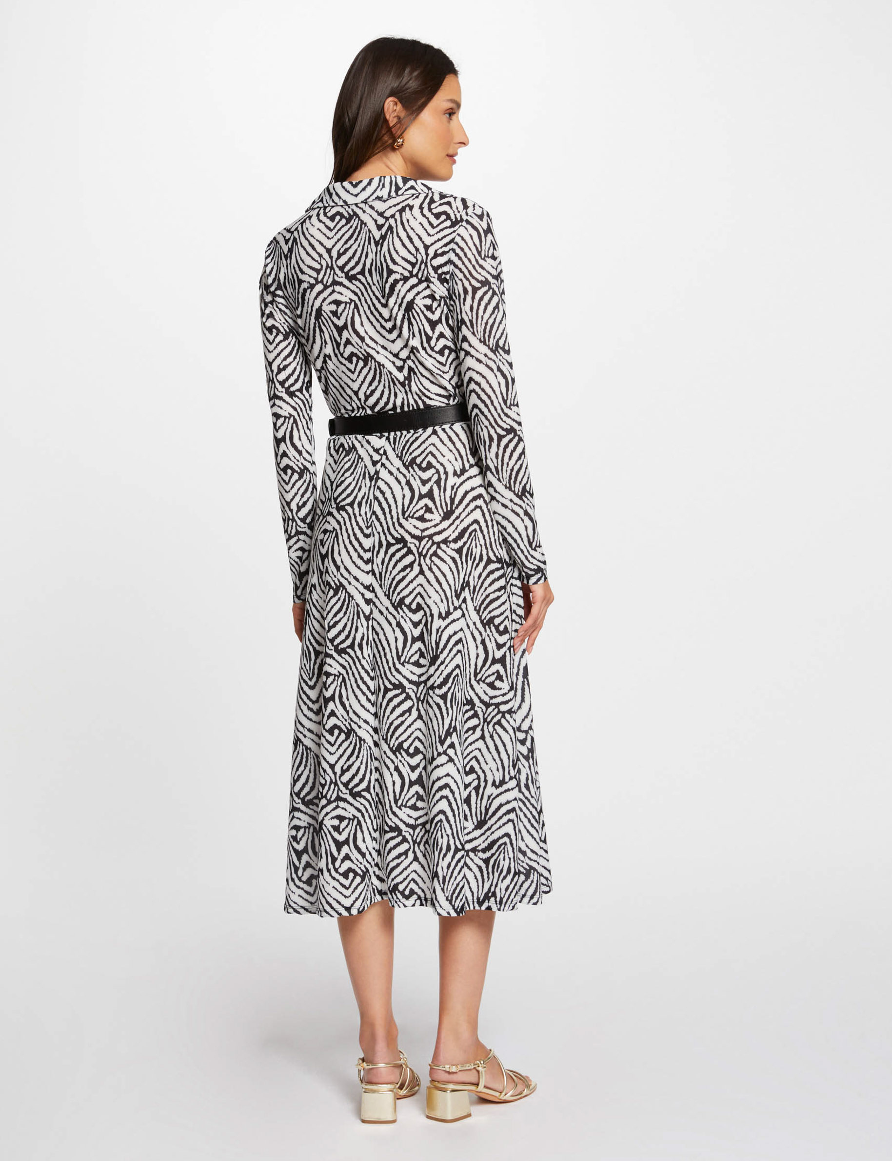 Robe midi droite imprim&eacute;e multico femme