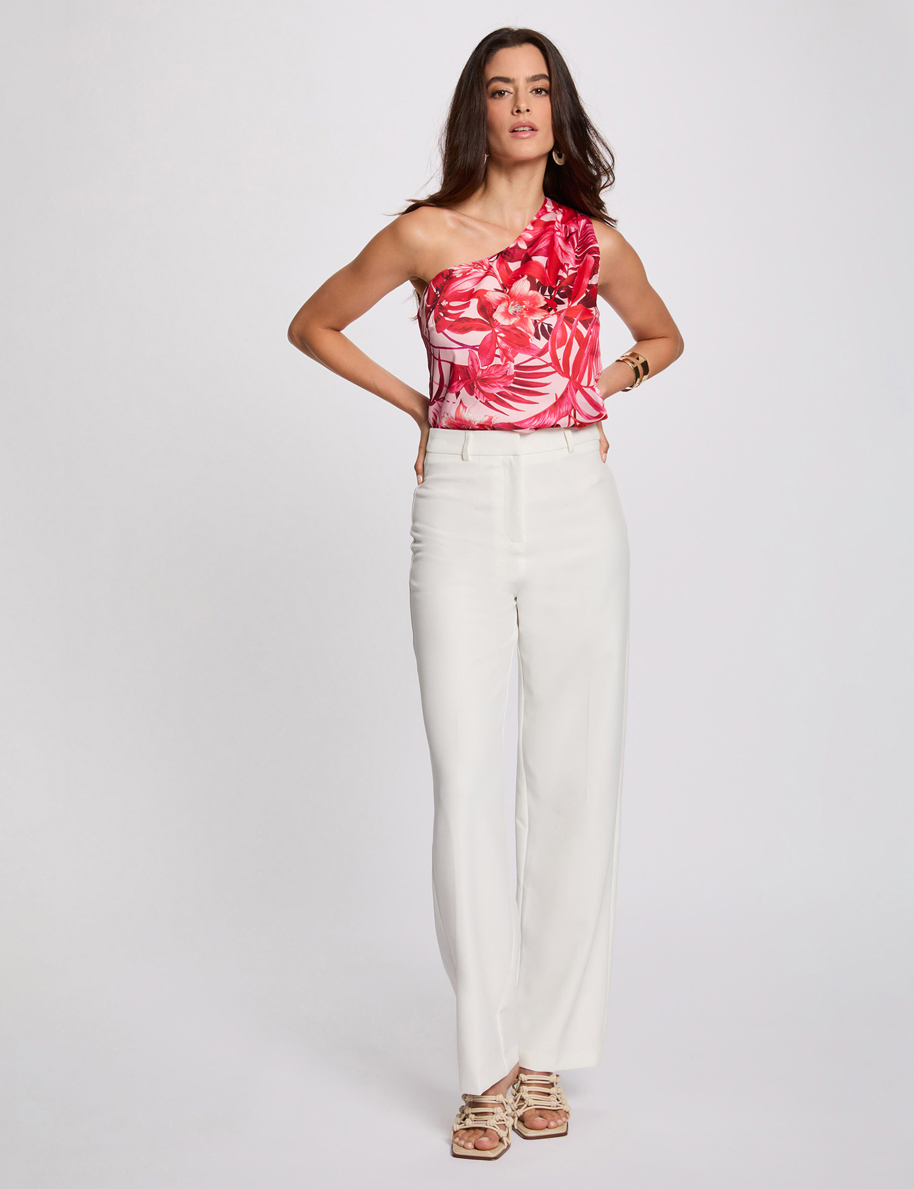 pantalon droit a pinces blanc femme Pantalon droit à pinces blanc femme