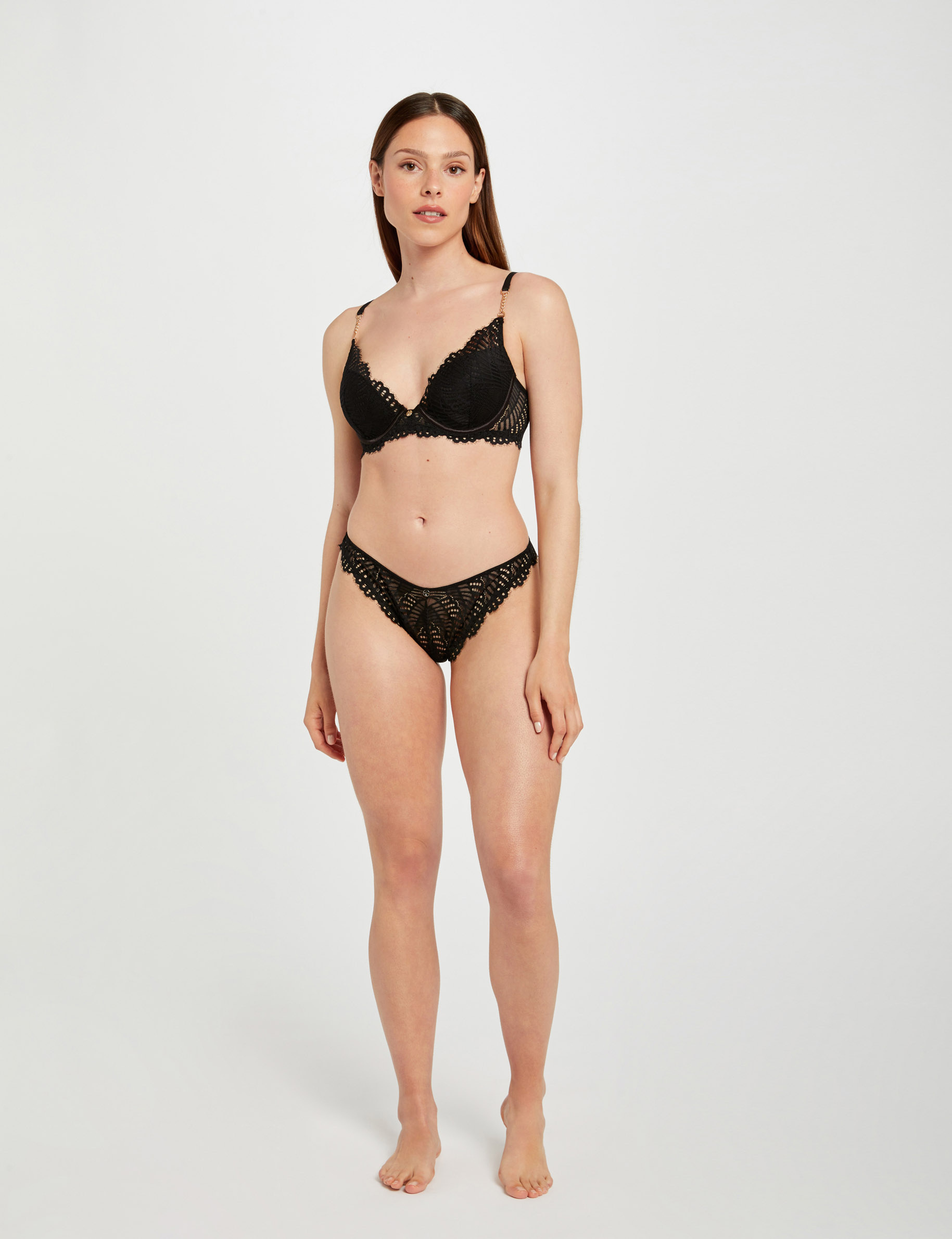 Shorty en dentelle noir femme