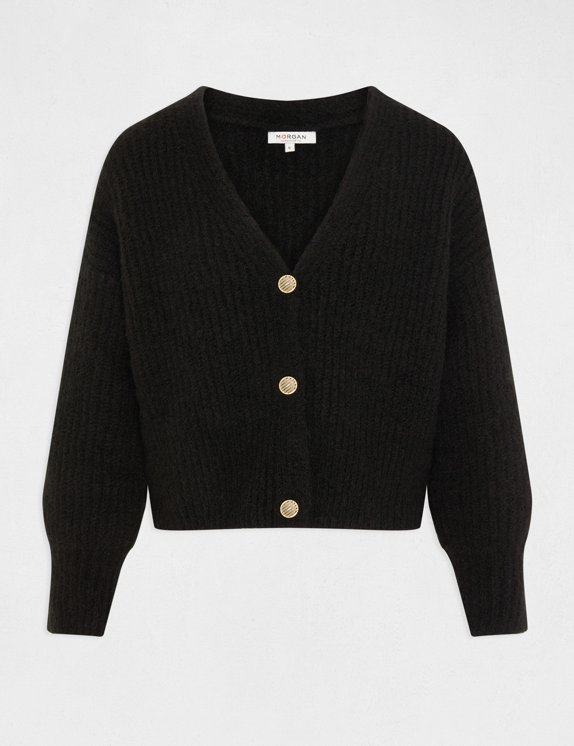 Gilet droit boutonn col en V noir femme Morgan