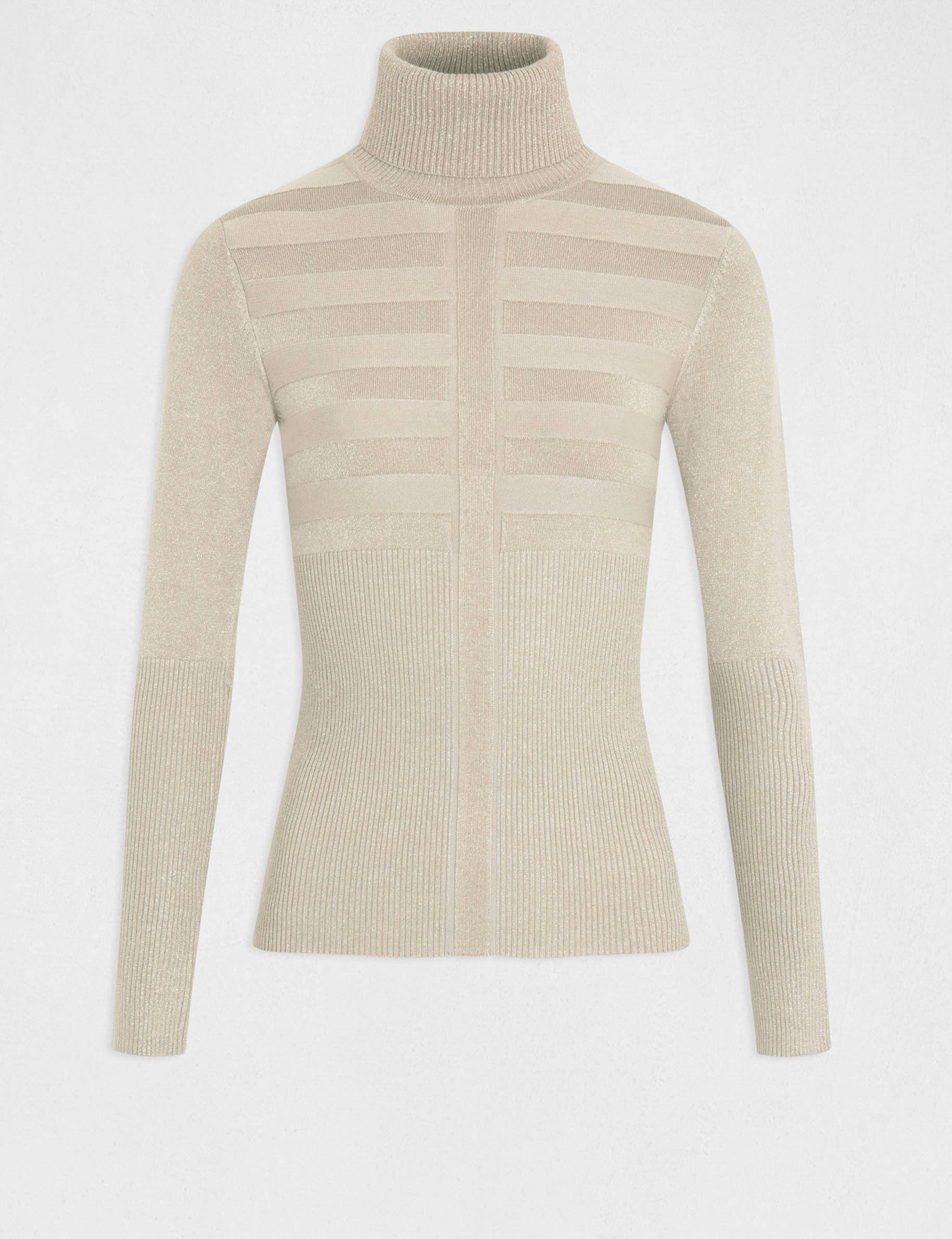 pull manches longues a col roule beige femme Pull manches longues à col roulé beige femme