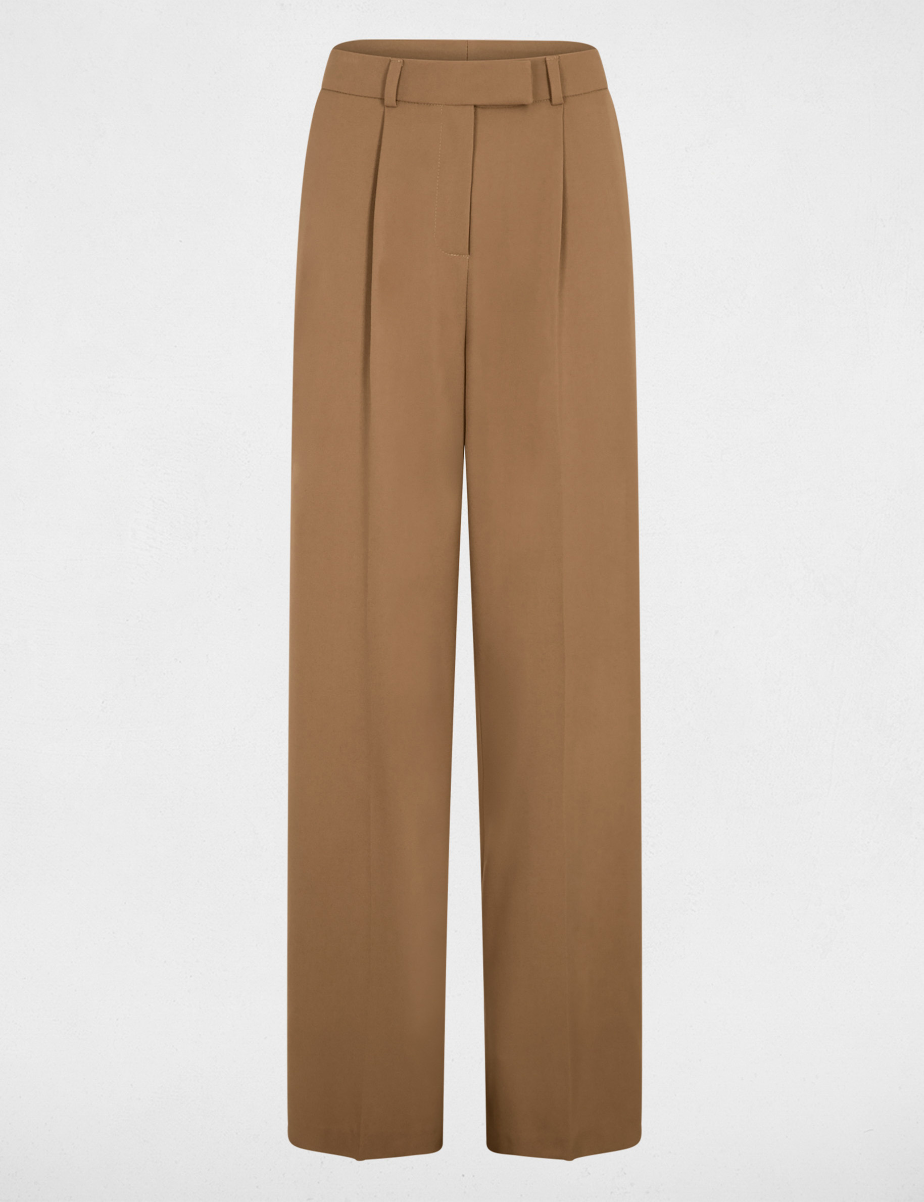 Pantalon large taille haute marron femme