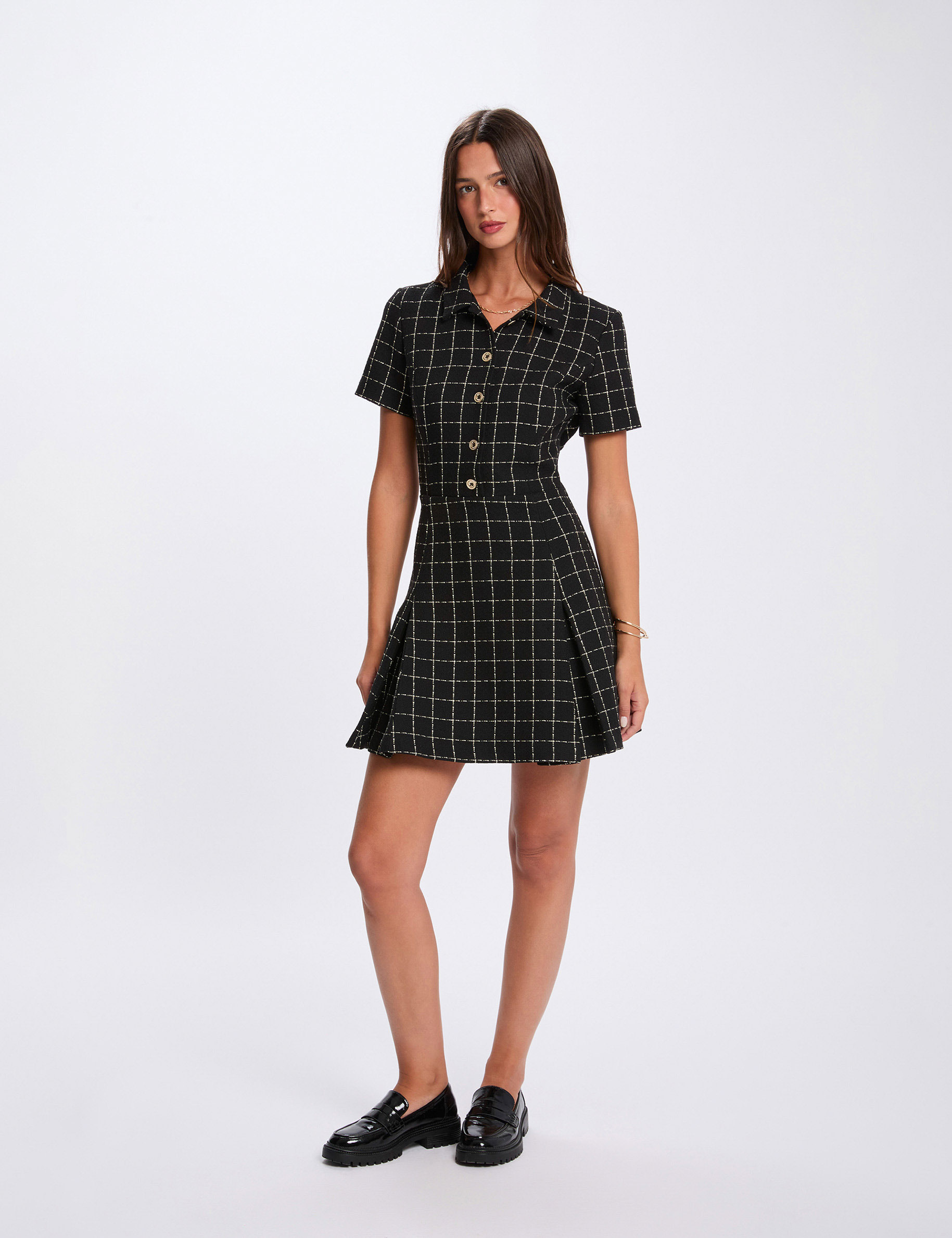 Robe ajust&eacute;e &agrave; plis noir femme