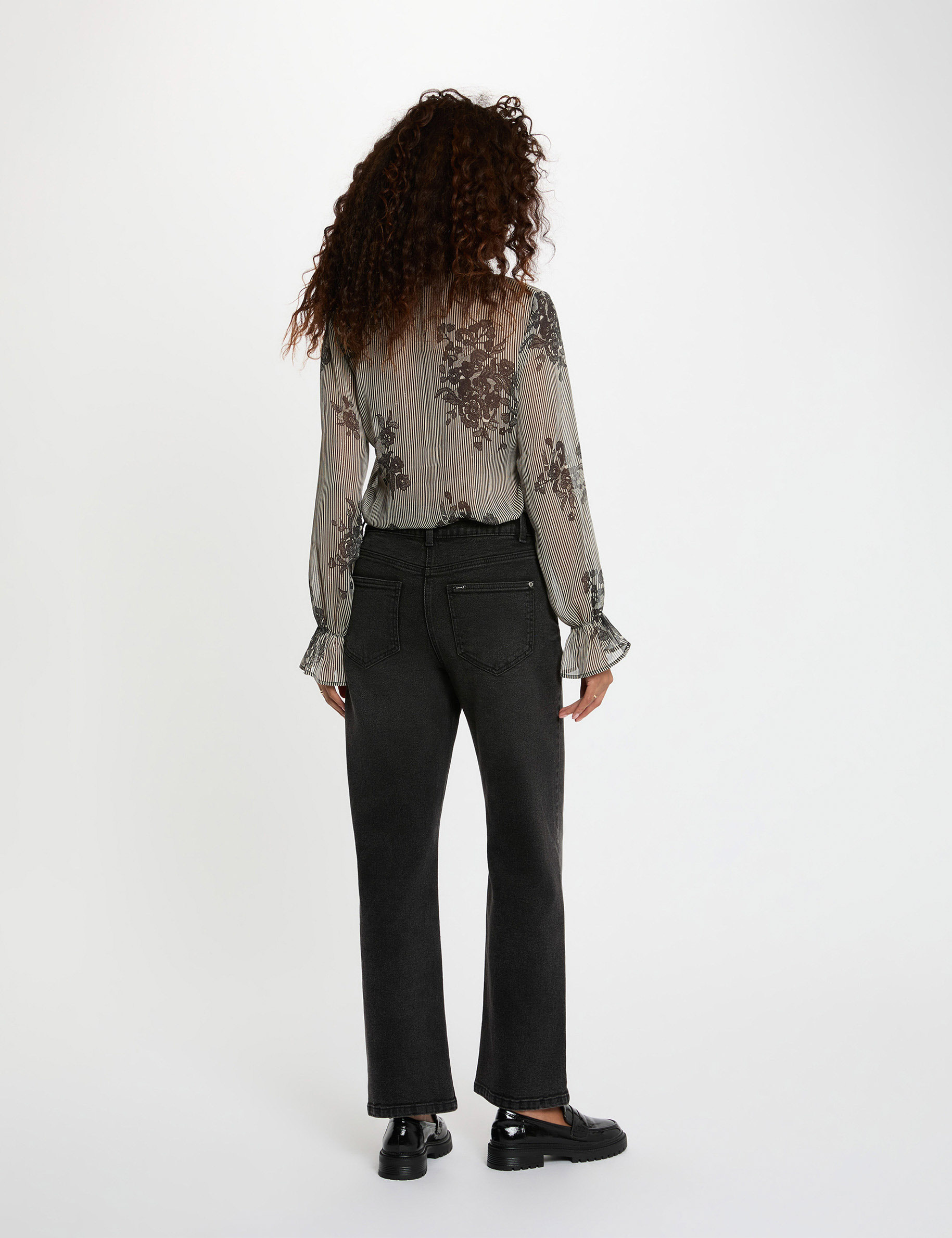 Chemise imprim&eacute;e col montant multicolore femme