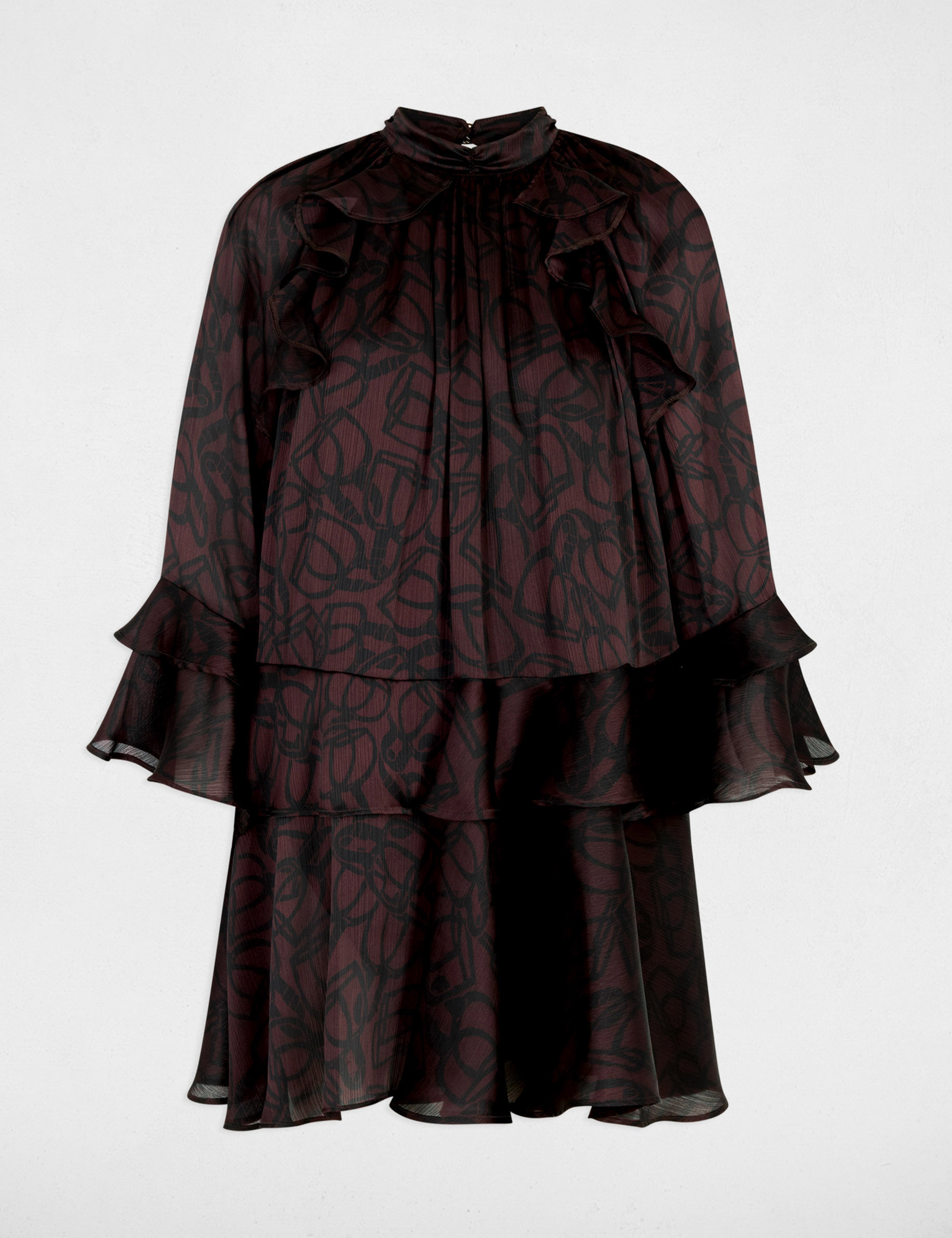 Robe courte col montant multicolore femme