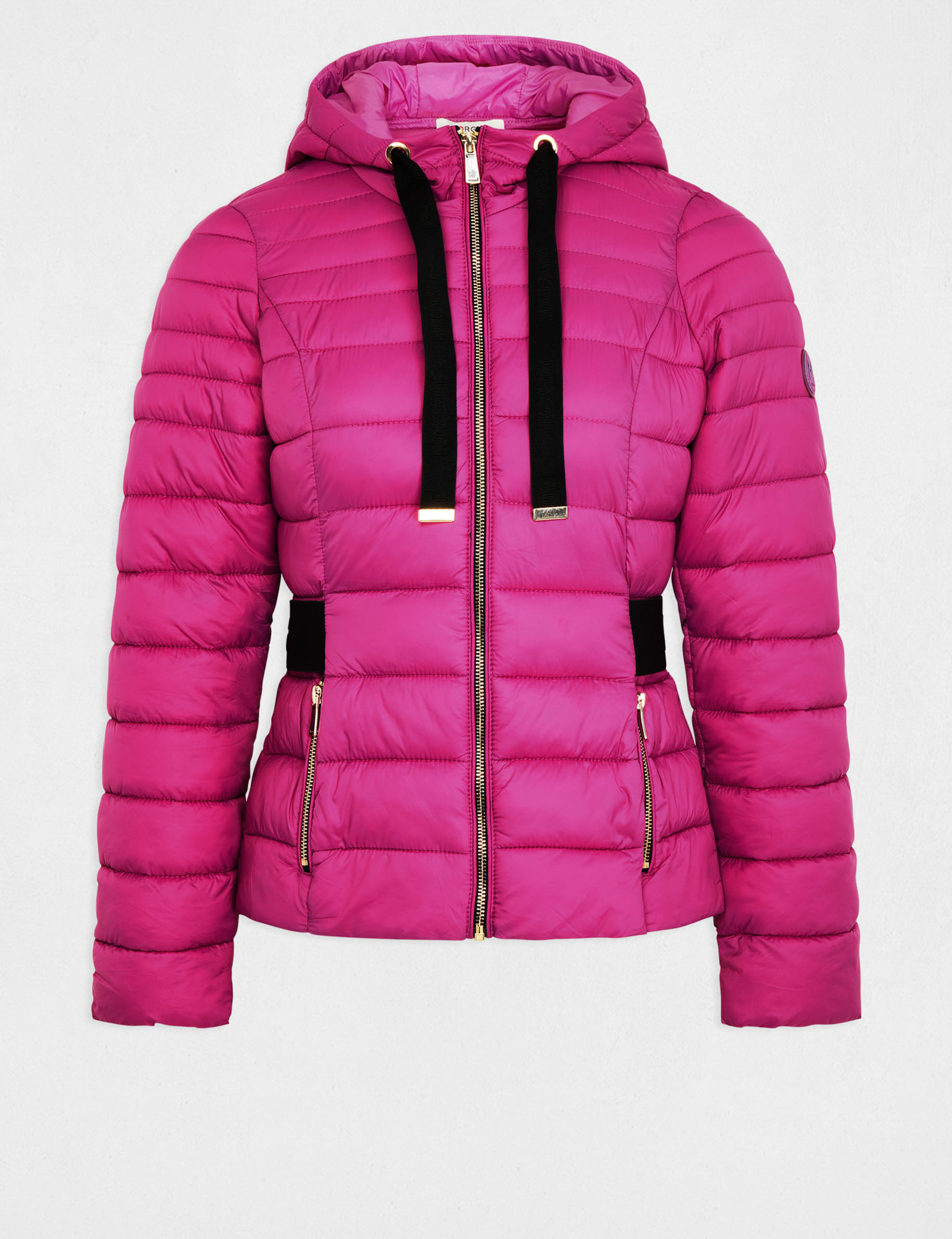 Doudoune cintrée zippée à capuche framboise femme