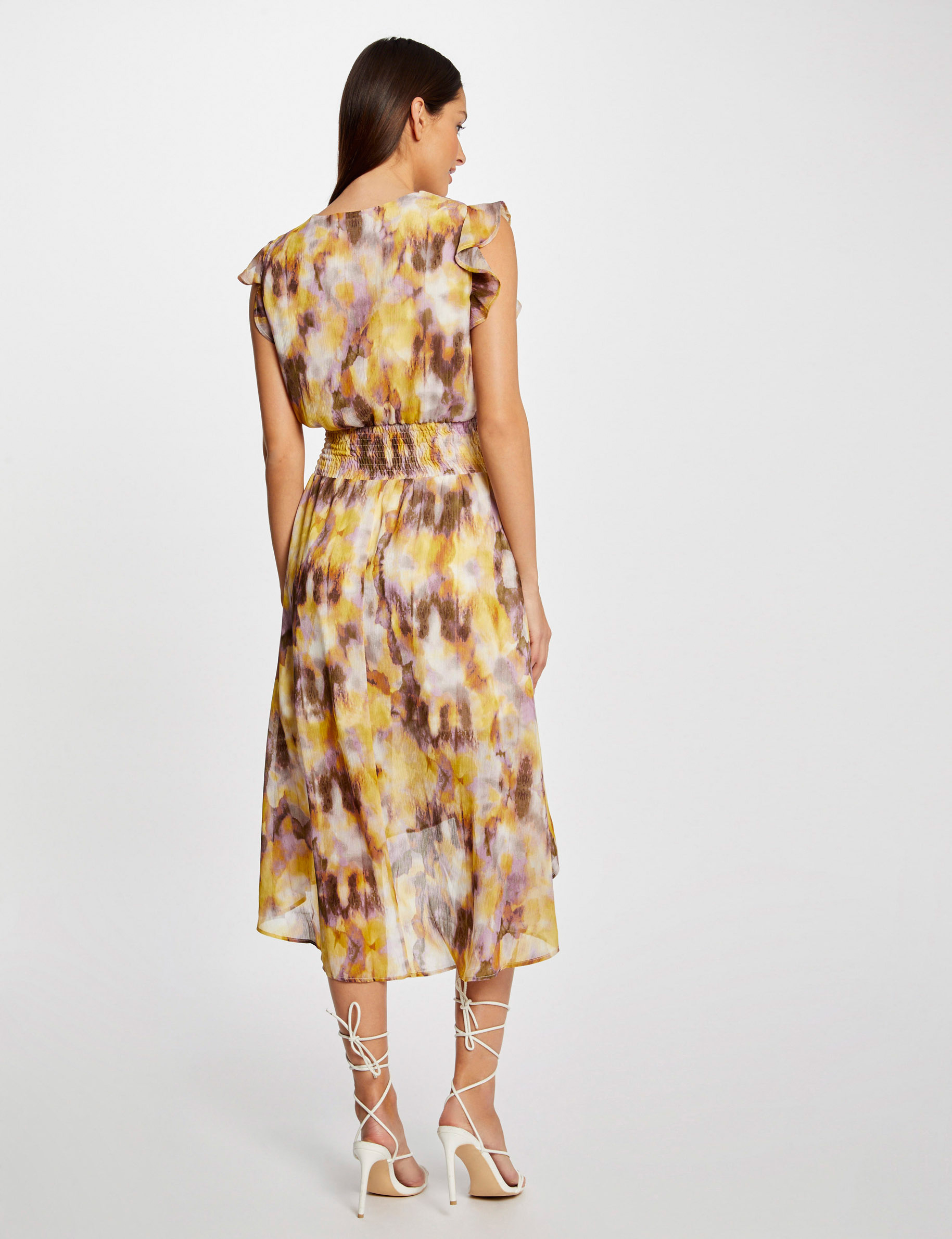 Robe midi cintrée imprimé abstrait multico femme Robe midi cintrée imprimé abstrait multico femme