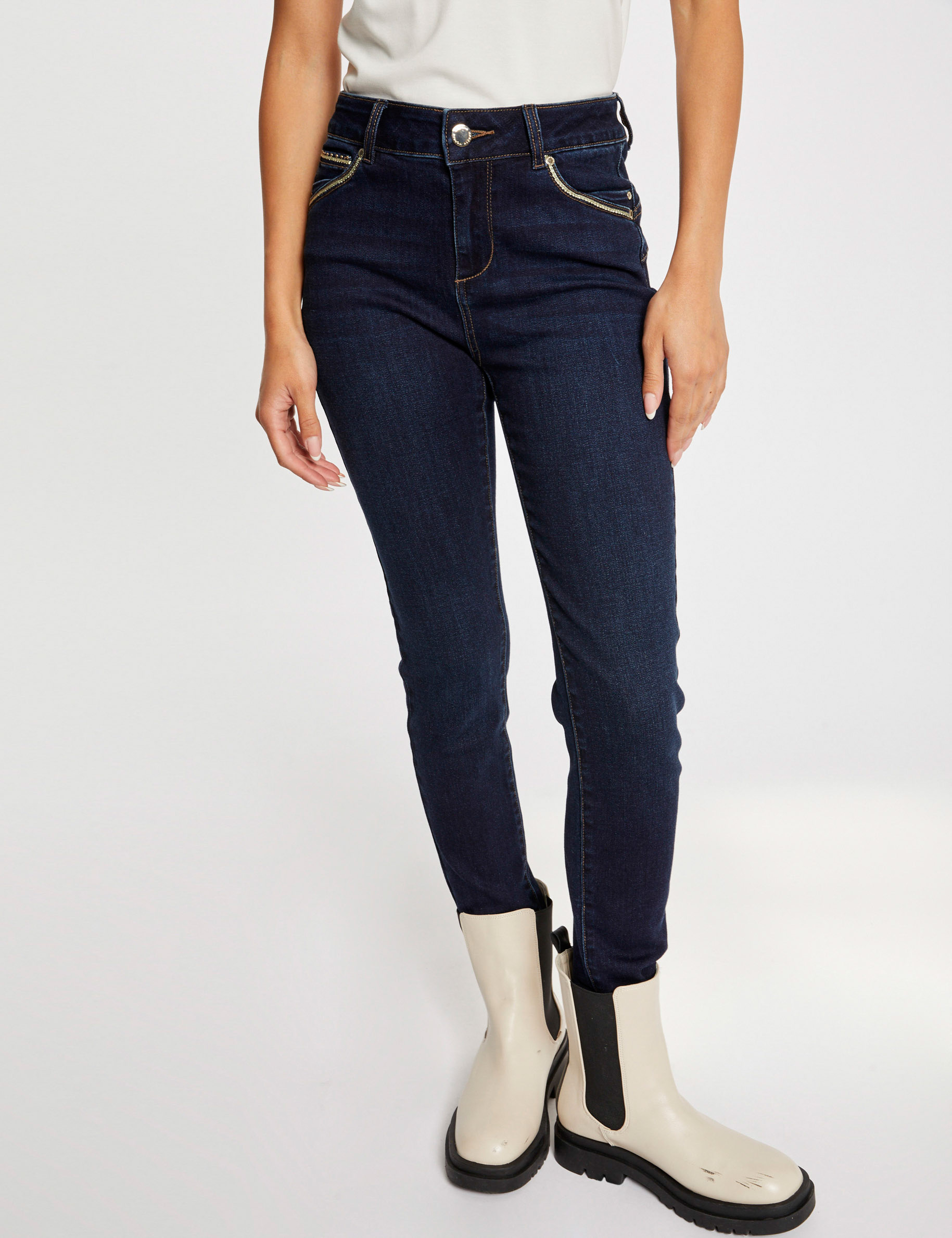 Jeans slim taille haute jean brut femme