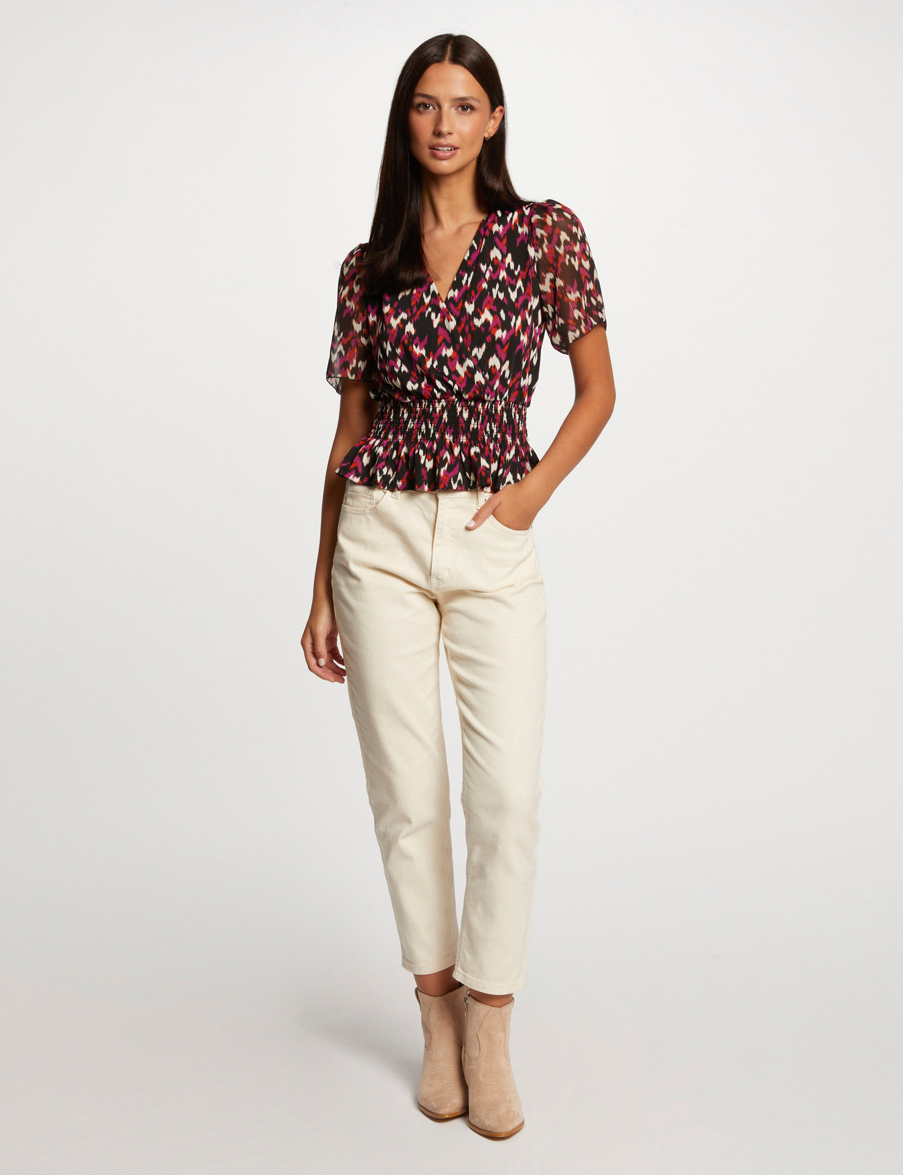 t shirt manches courtes imprime abstrait multico femme T-shirt manches courtes imprimé abstrait multico femme