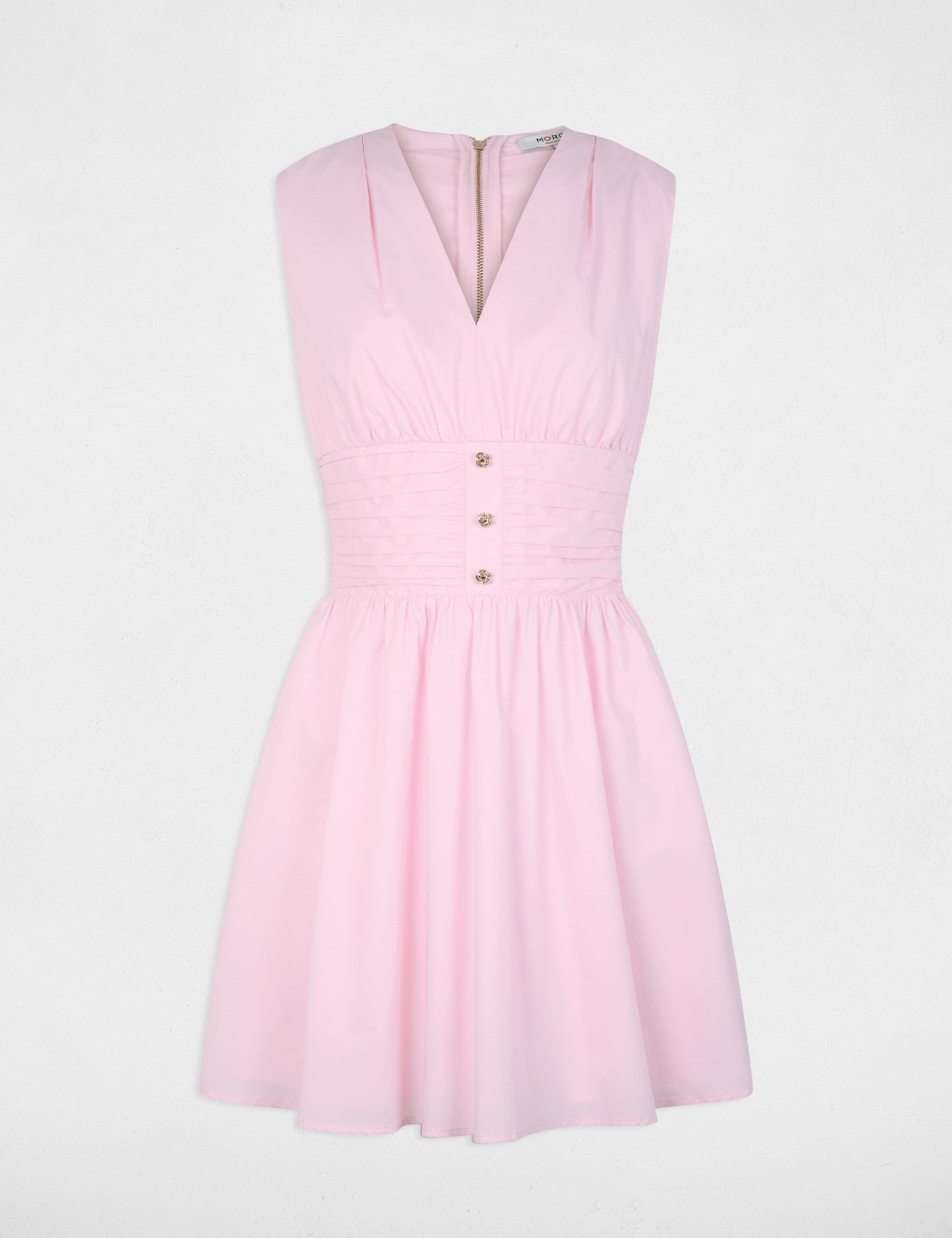 Robe courte col v rose femme