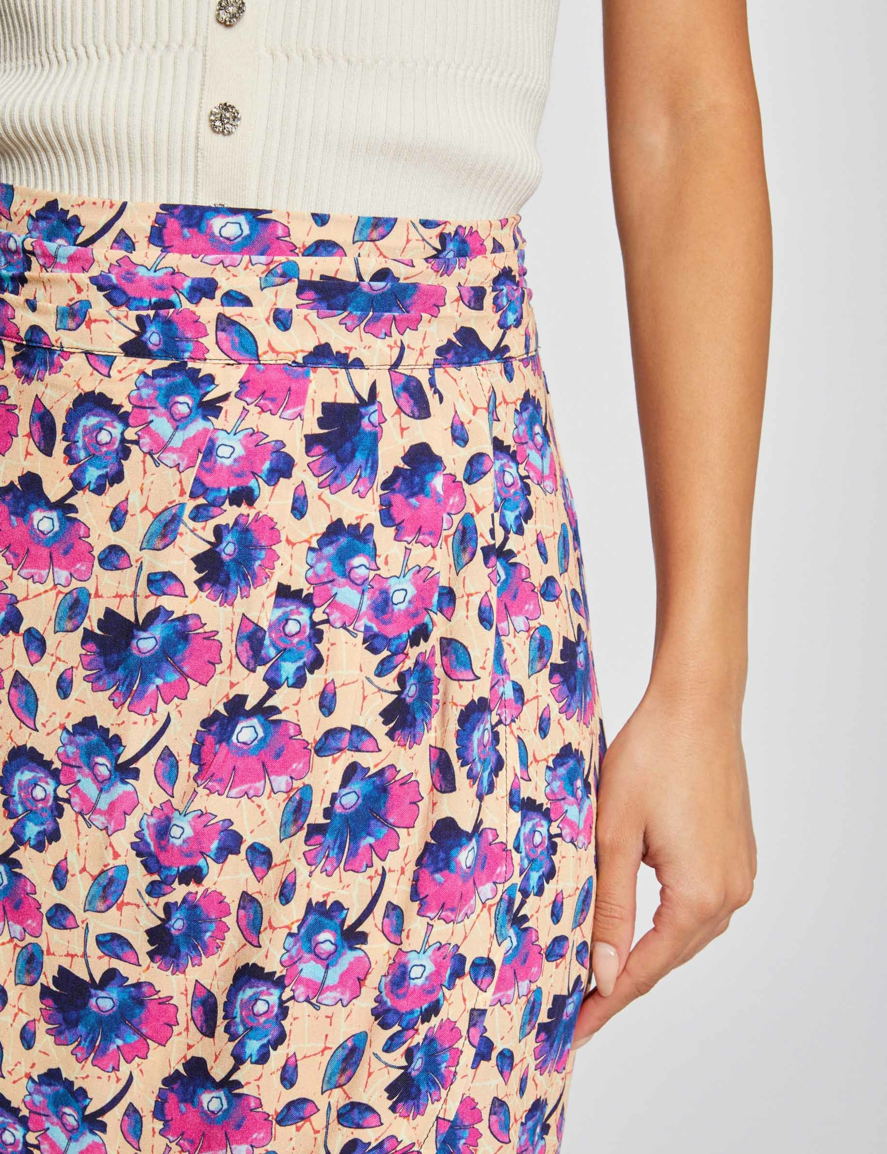 Jupe droite imprimé floral multico femme Jupe droite imprimé floral multico femme