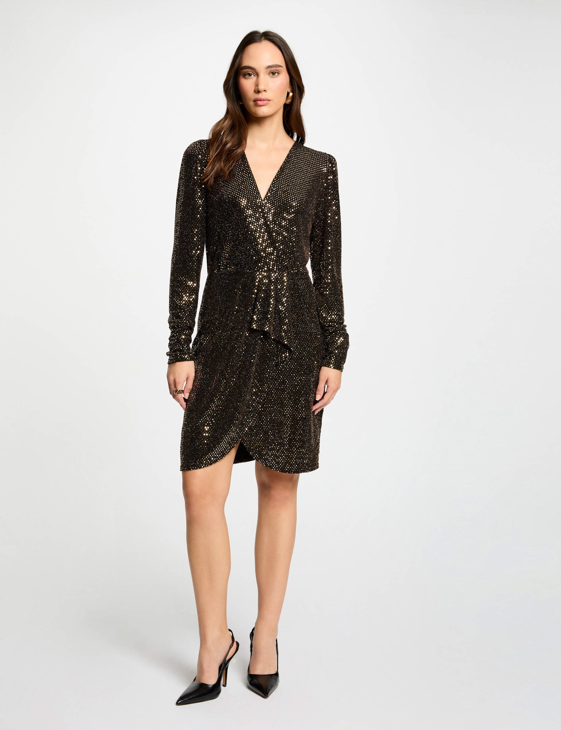 Robe De Soirée à Paillettes Dorées Rinascimento - Taille M (FR38/EU36) - Polyester/élasthanne - Neuf Avec étiquettes