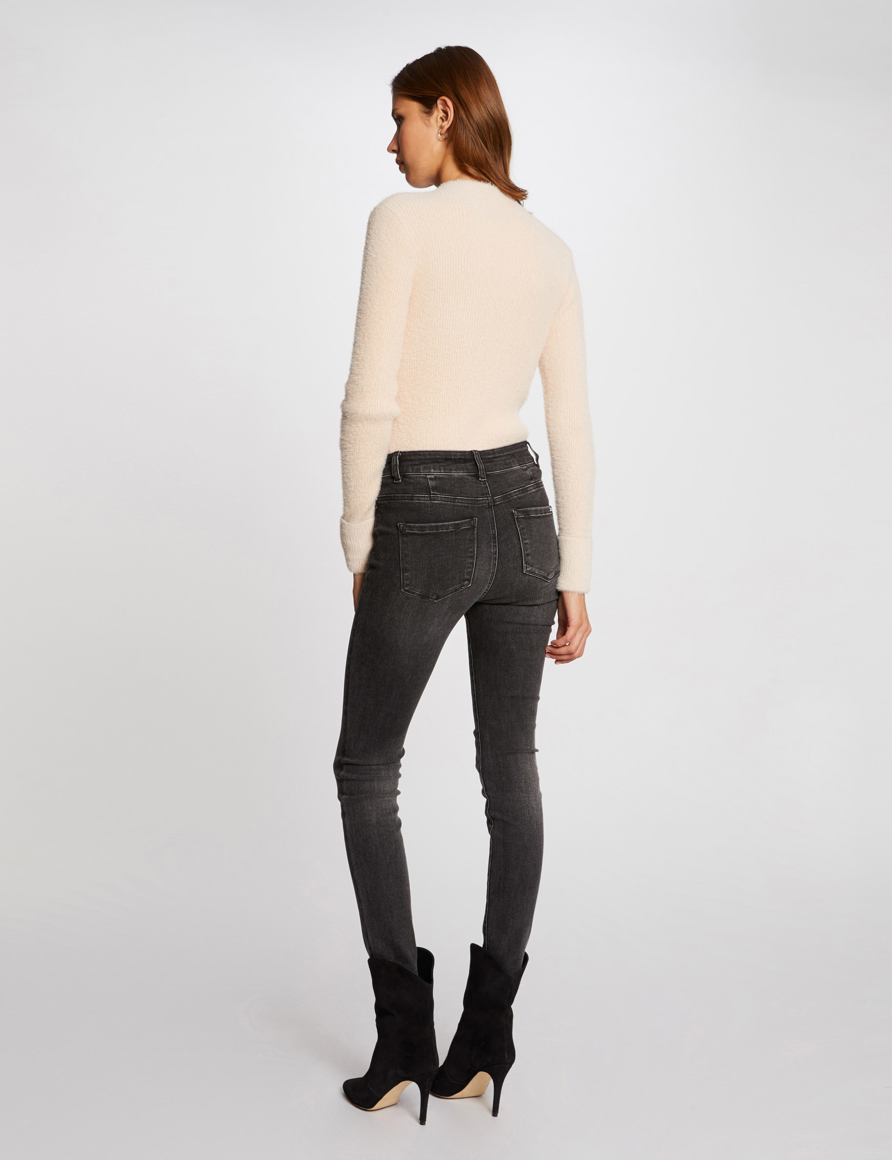 pull manches longues maille duveteuse beige femme Pull manches longues maille duveteuse beige femme