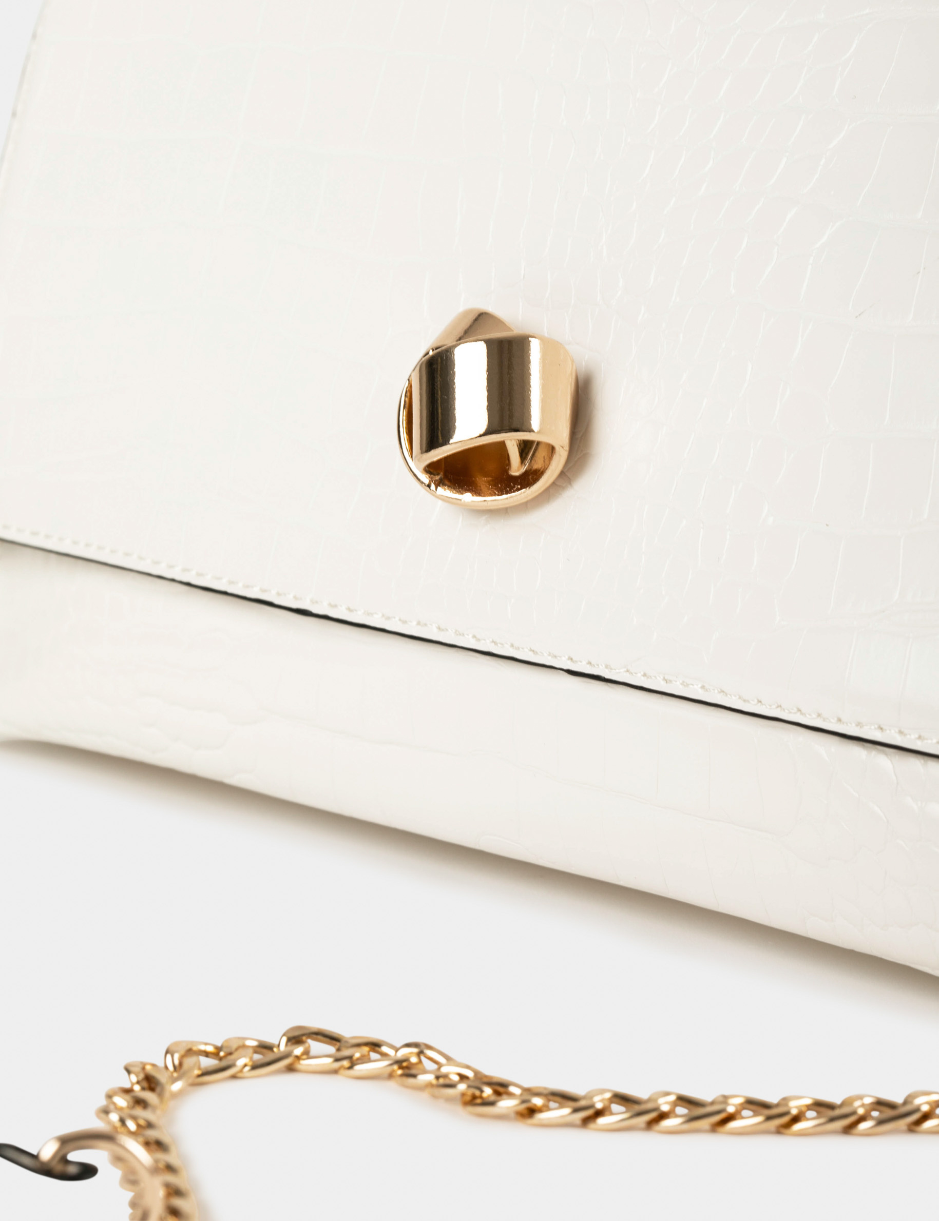 Sac pochette aspect croco blanc femme Sac pochette aspect croco blanc femme