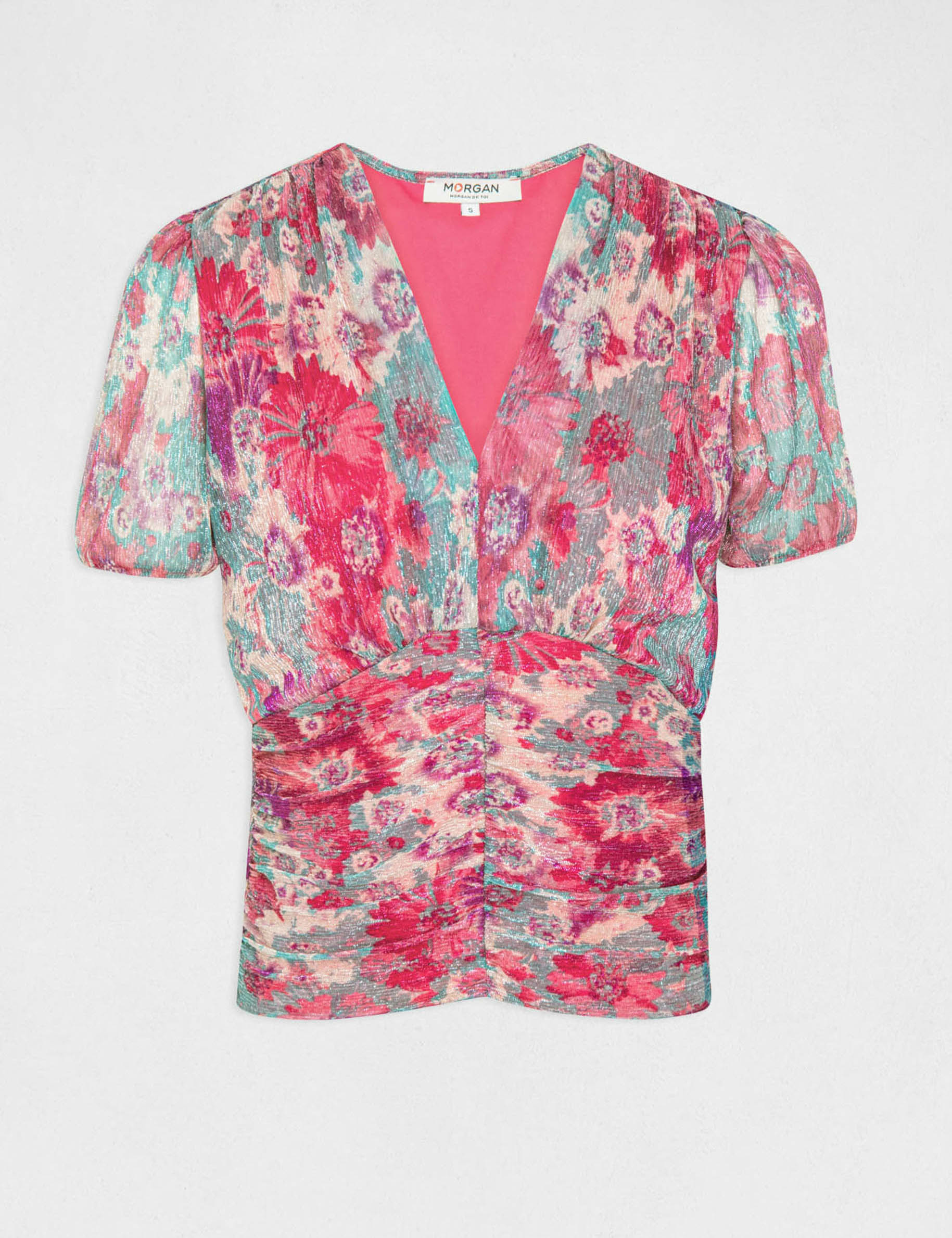 T-shirt manches courtes imprimé floral rose femme T-shirt manches courtes imprimé floral rose femme