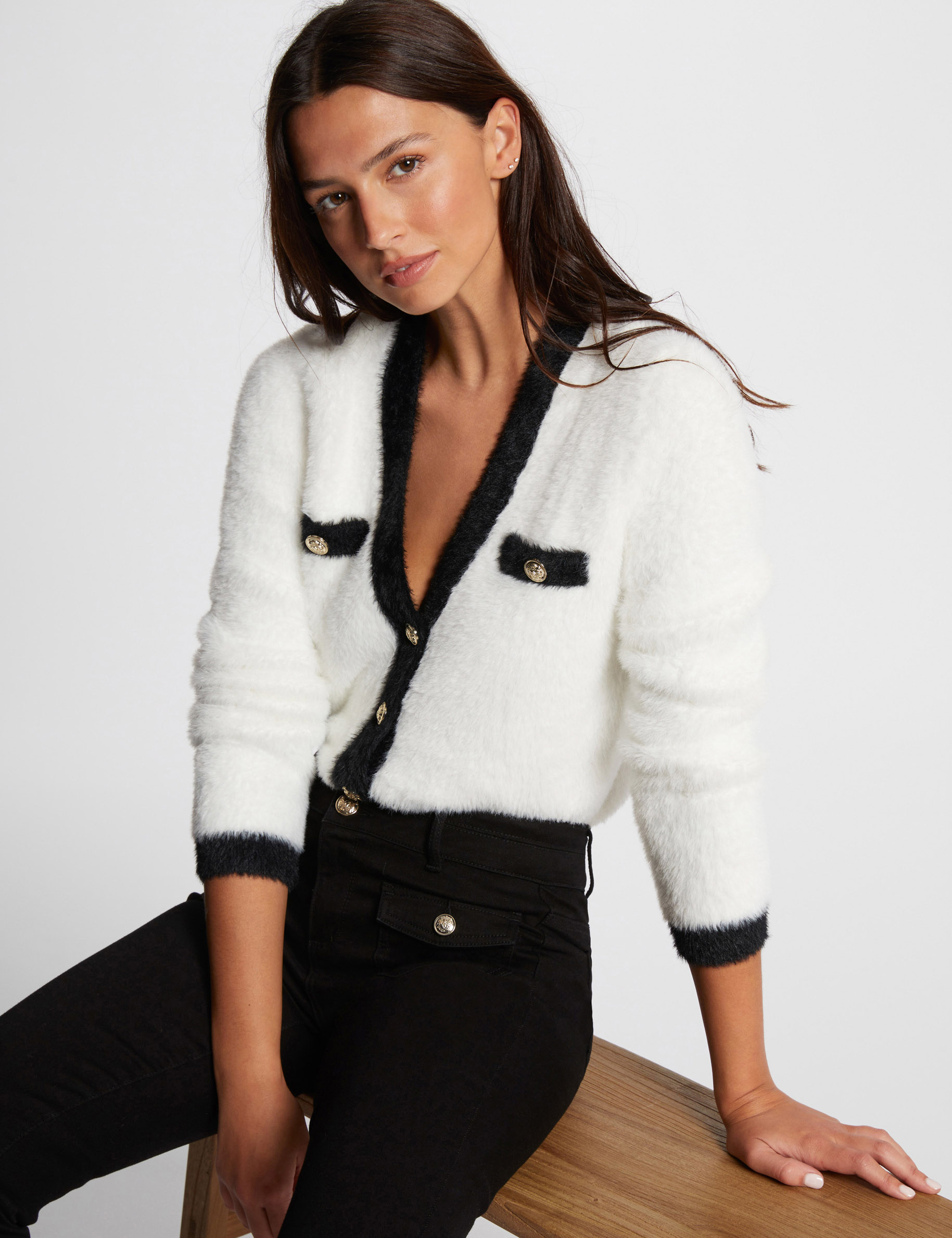 pull maille duveteuse ecru femme Pull maille duveteuse ecru femme