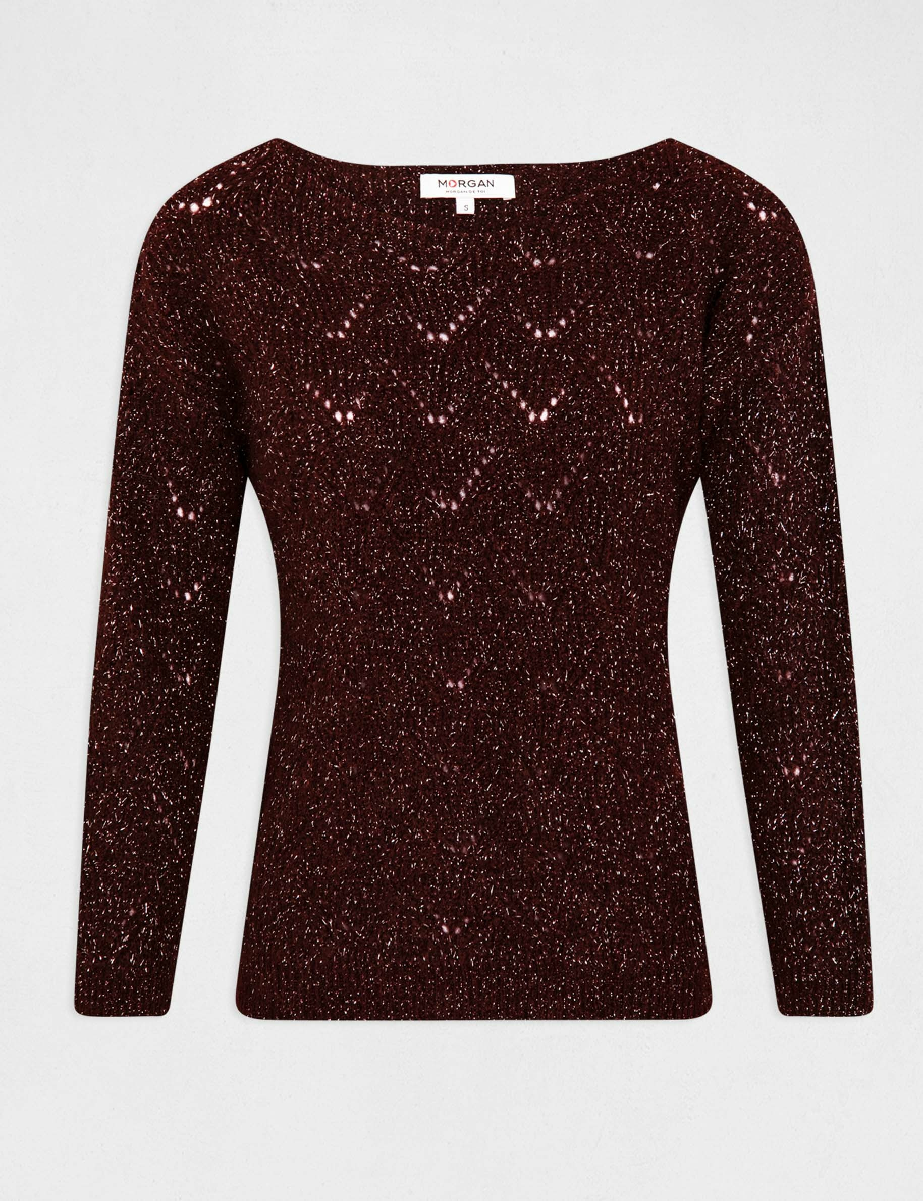 Pull manches longues à col rond prune femme Pull manches longues à col rond prune femme