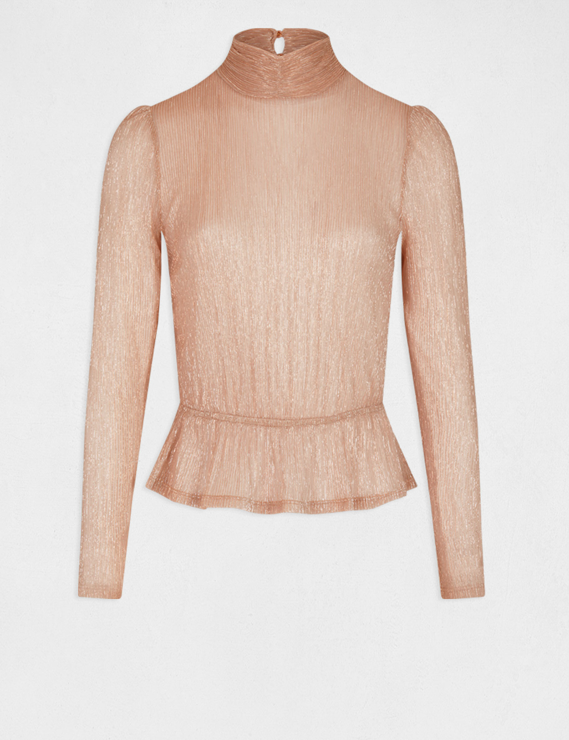 T-shirt manches longues métallisé vieux rose femme