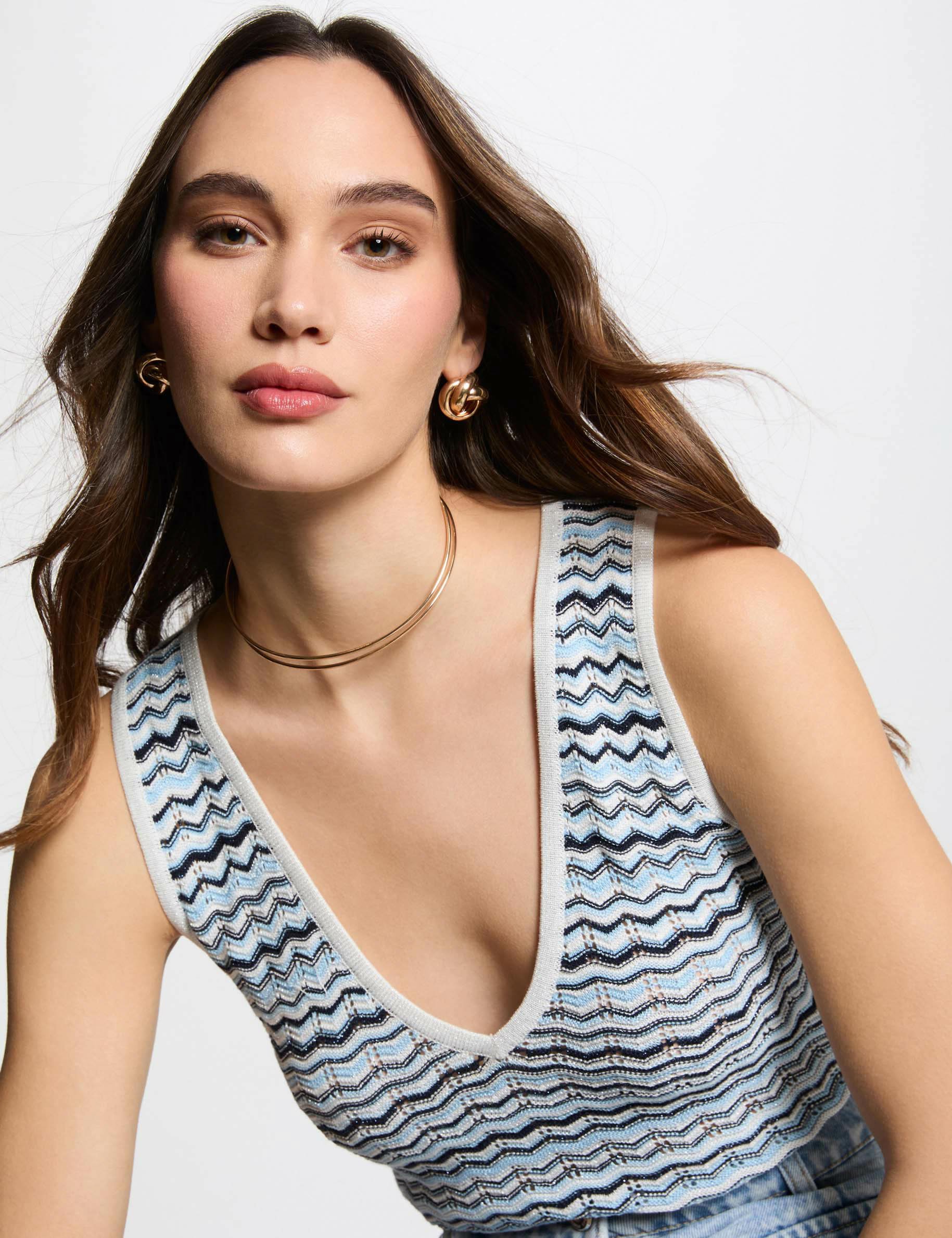 top maille sans manches multicolore femme Top maille sans manches multicolore femme