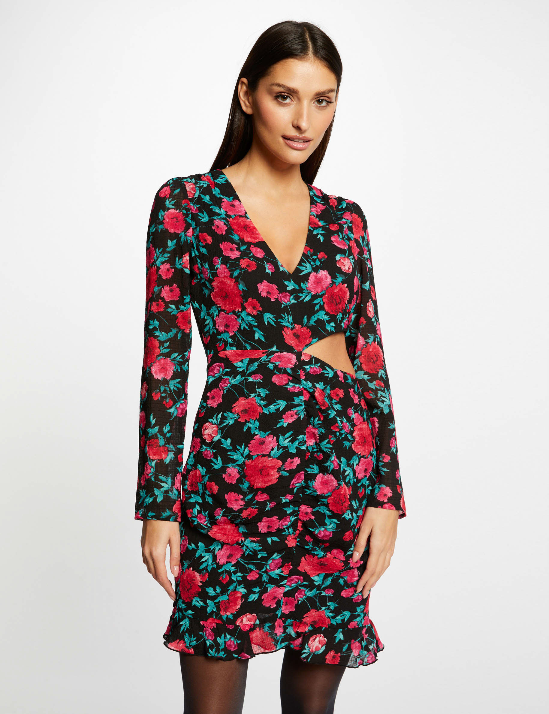 Robe ajustée à ouverture imprimé floral multico femme