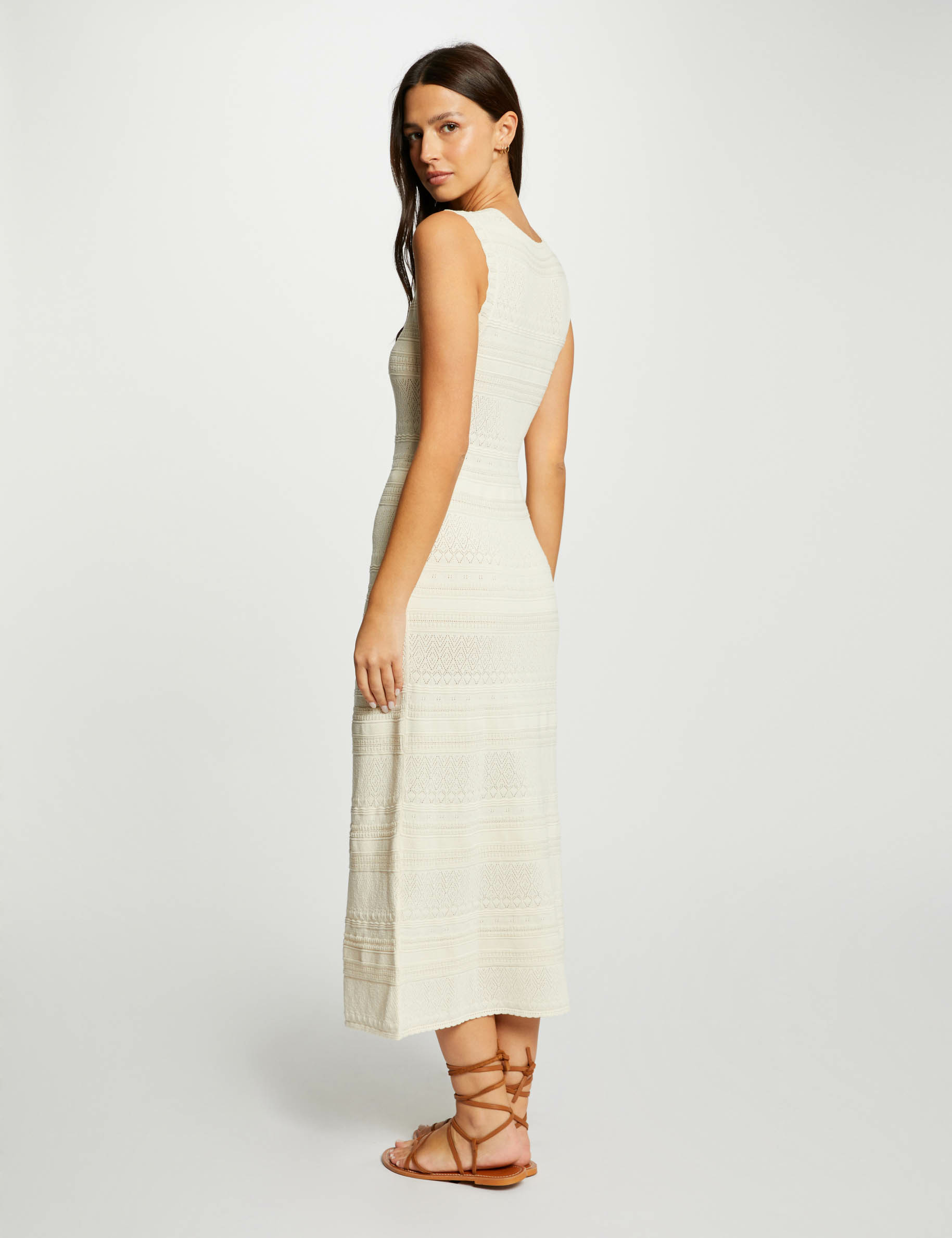 robe tricot longue ajustee ivoire femme Robe tricot longue ajustée ivoire femme