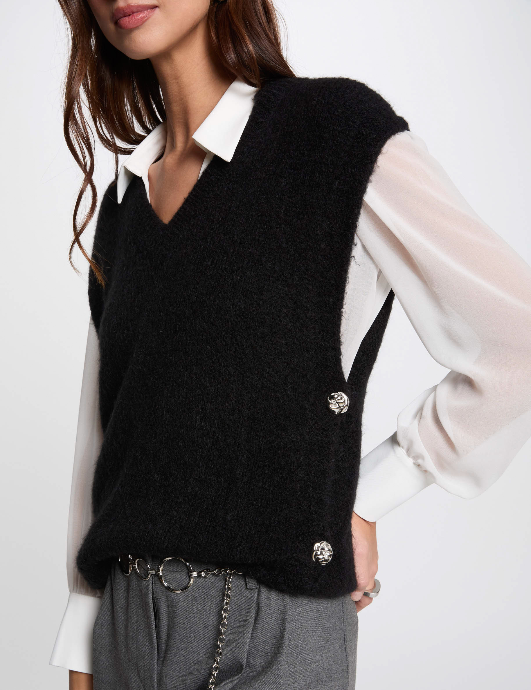 pull sans manches noir femme Pull sans manches noir femme