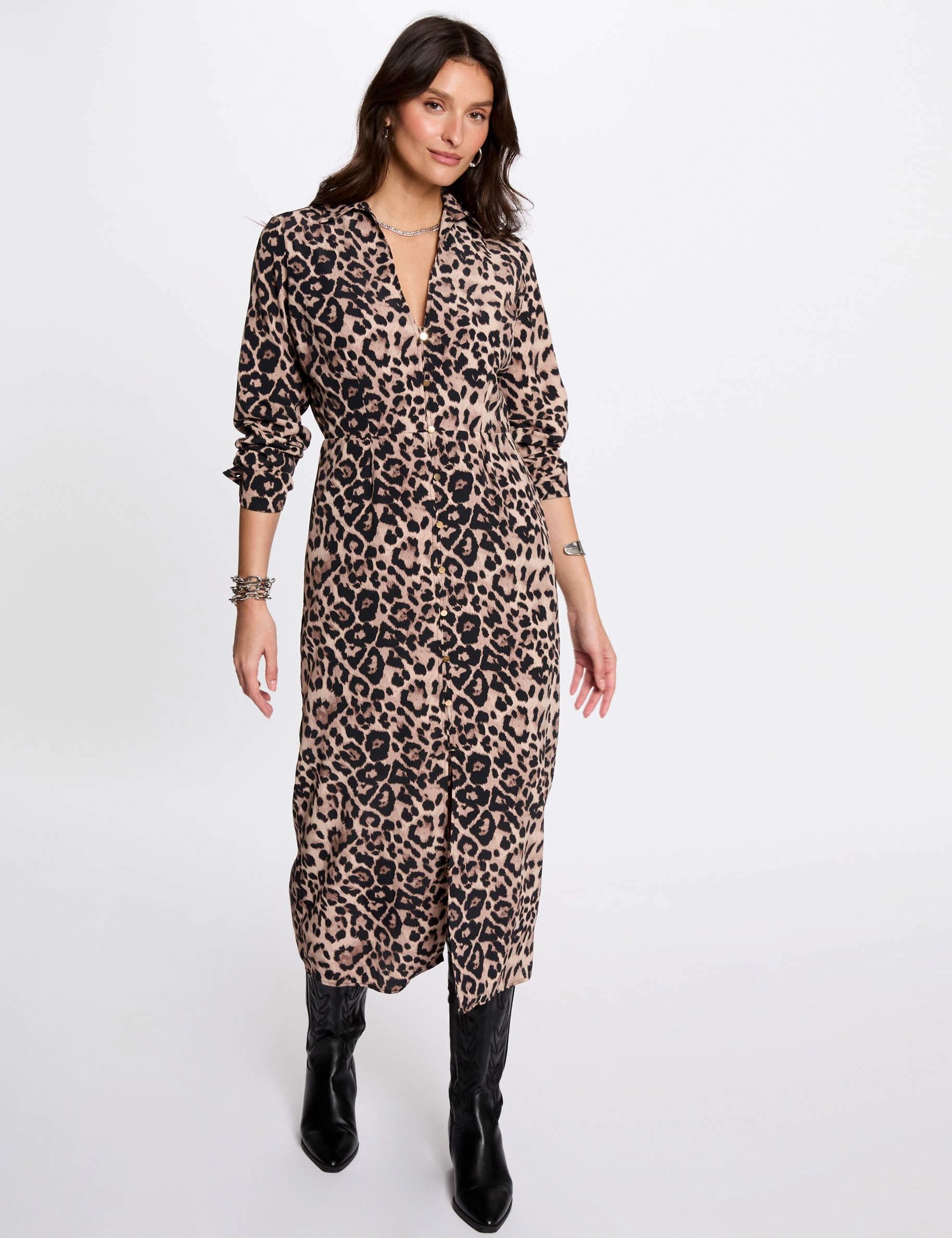 robe longue ajustee imprimee multicolore femme Robe longue ajustée imprimée multicolore femme