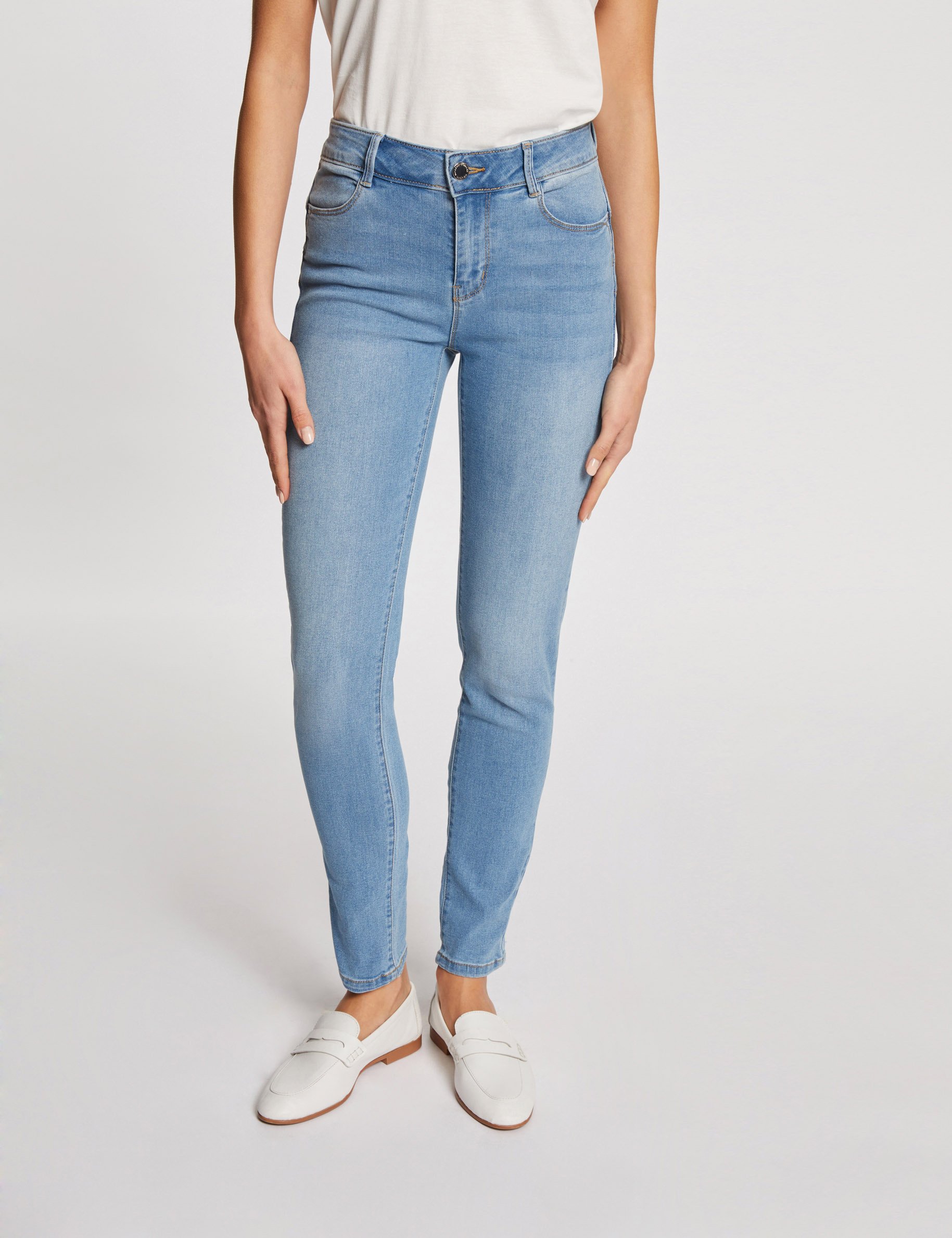 jeans slim taille standard denim bleach femme Jeans slim taille standard denim bleach femme