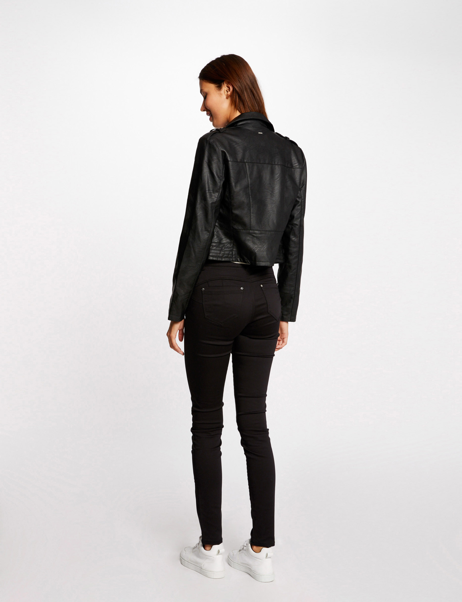 Pantalon slim effet stretch noir femme Pantalon slim effet stretch noir femme