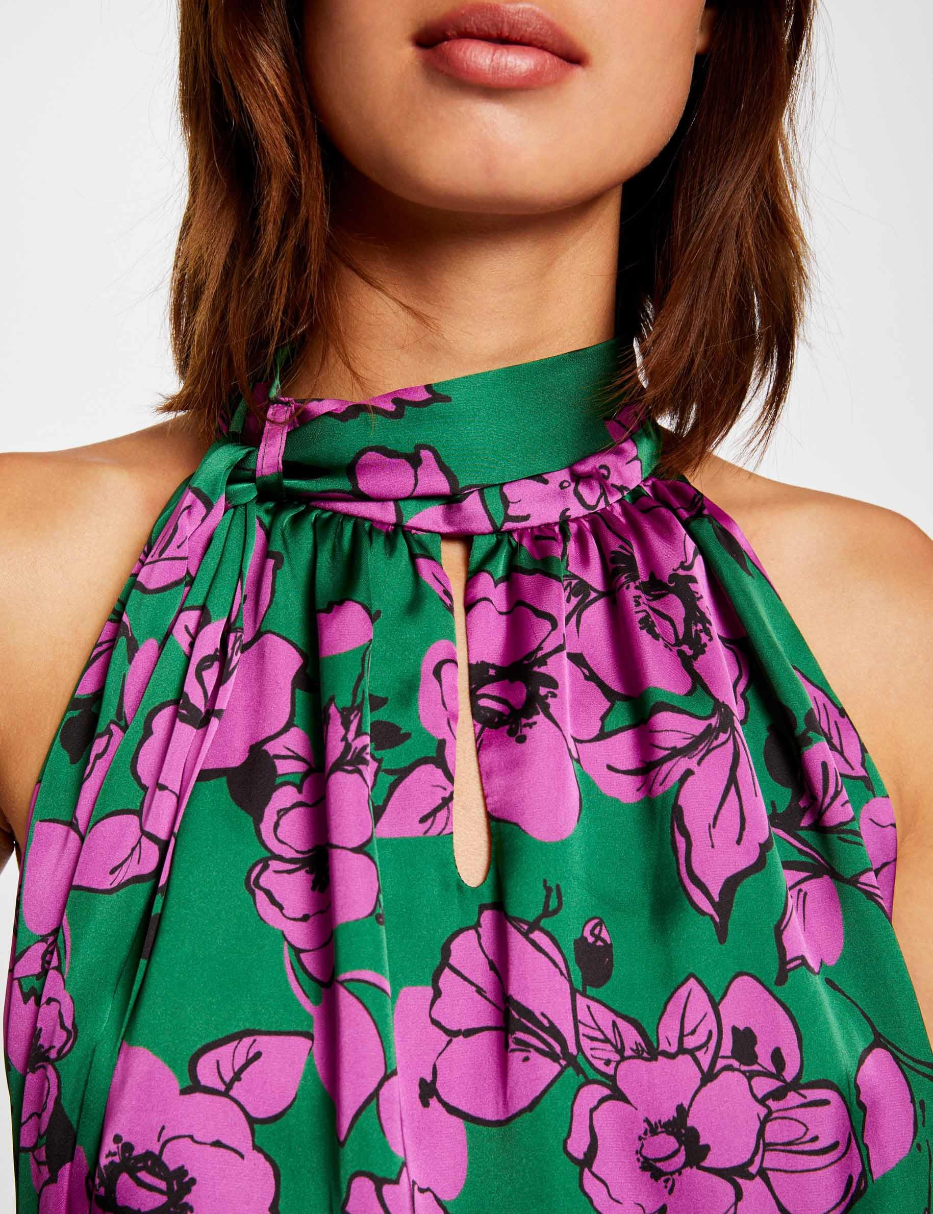 blouse sans manches imprime floral violet femme Blouse sans manches imprimé floral violet femme