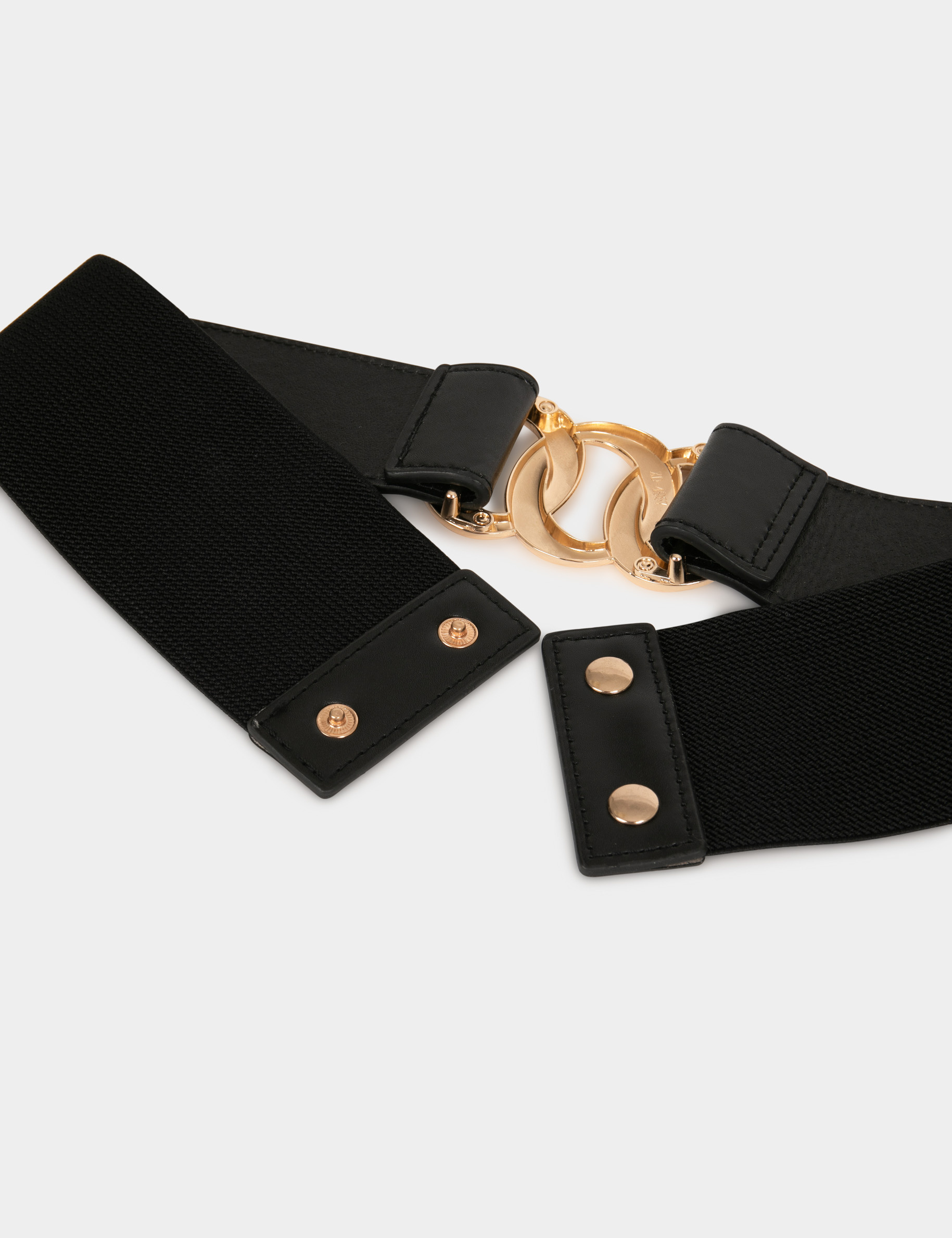 Ceinture élastiquée avec anneaux noir femme