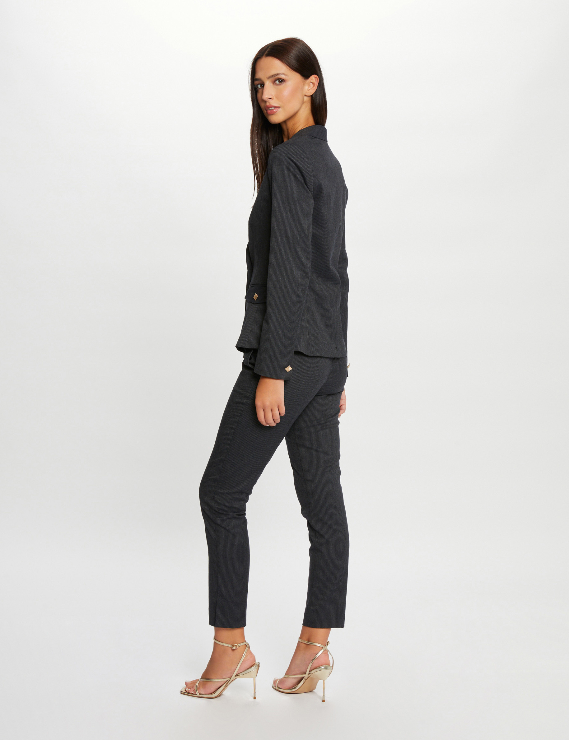 veste cintree a rayures gris anthracite femme Veste cintrée à rayures gris anthracite femme