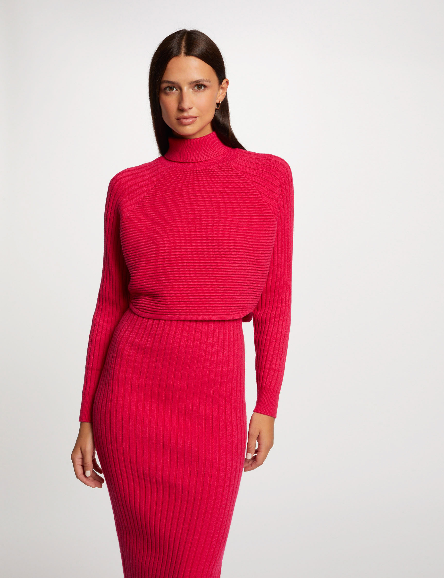 Robe pull midi ajust e effet 2 en 1 rose moyen femme Morgan