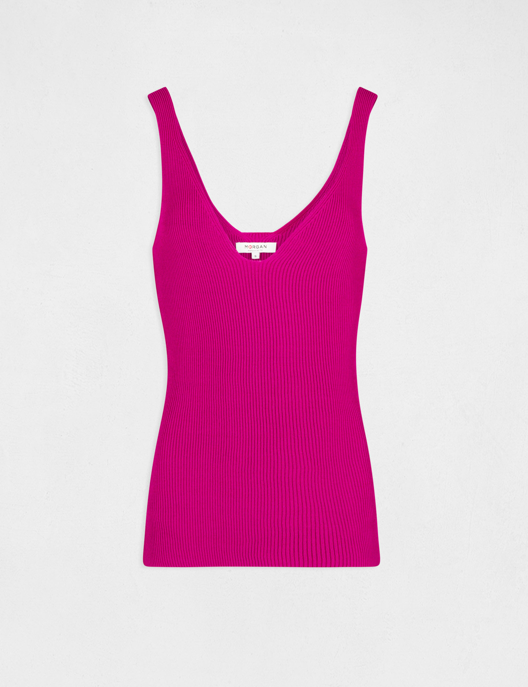 Débardeur pull avec col en V framboise femme Débardeur pull avec col en V framboise femme