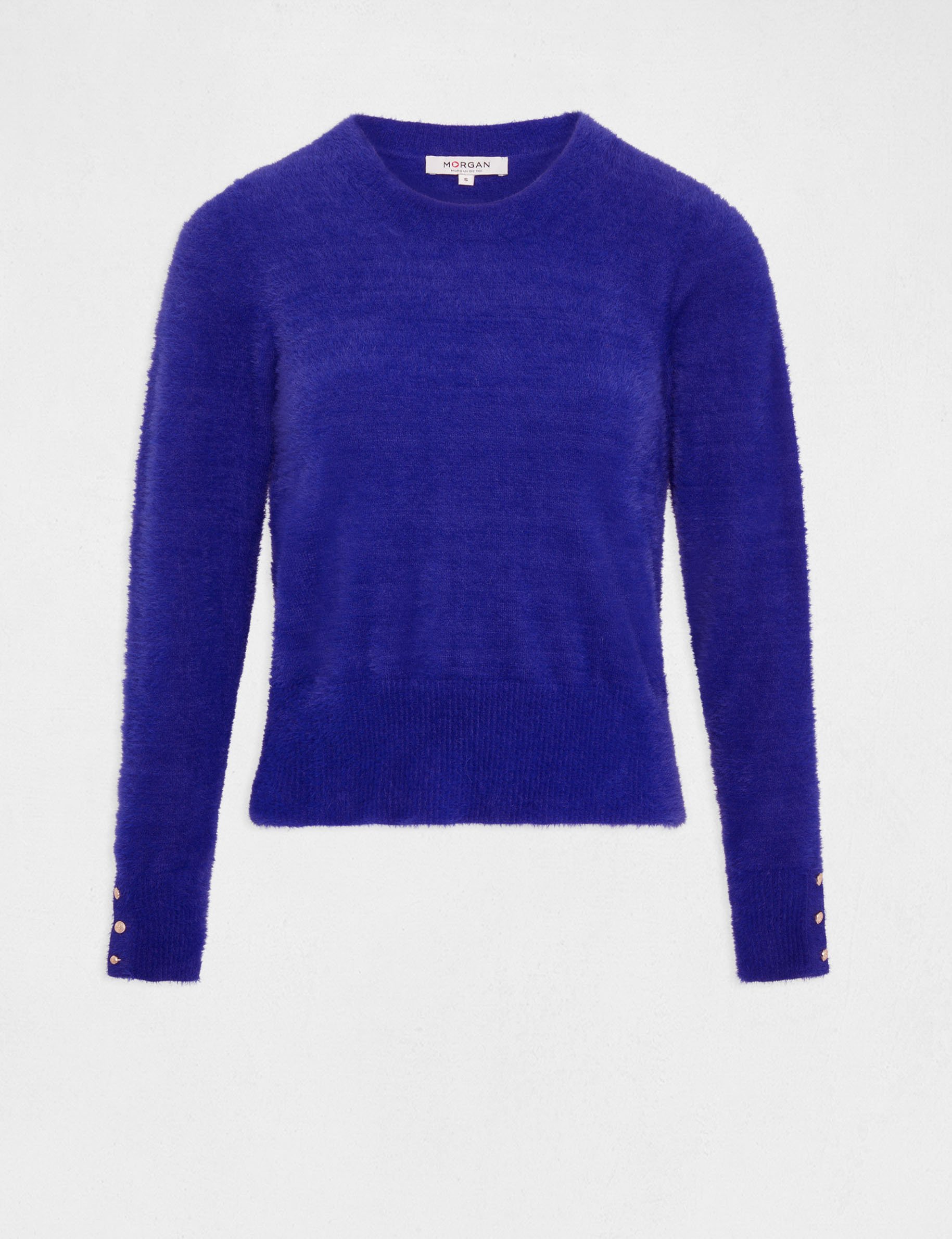 pull manches longues col rond bleu moyen femme Pull manches longues col rond bleu moyen femme