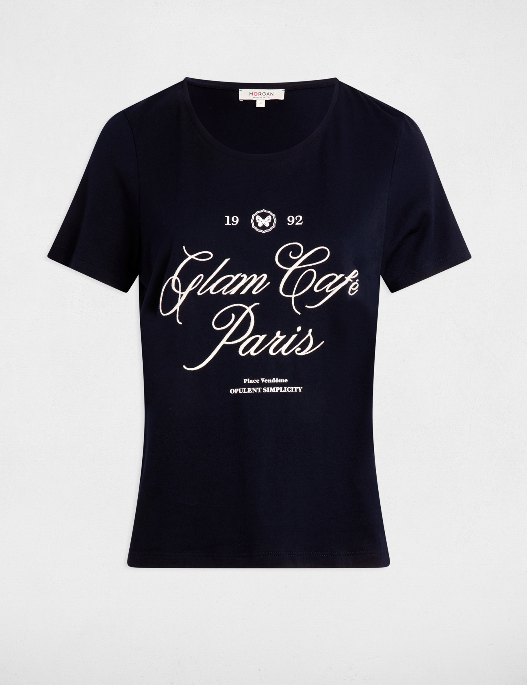 t shirt a inscription bleu marine femme T-shirt à inscription bleu marine femme