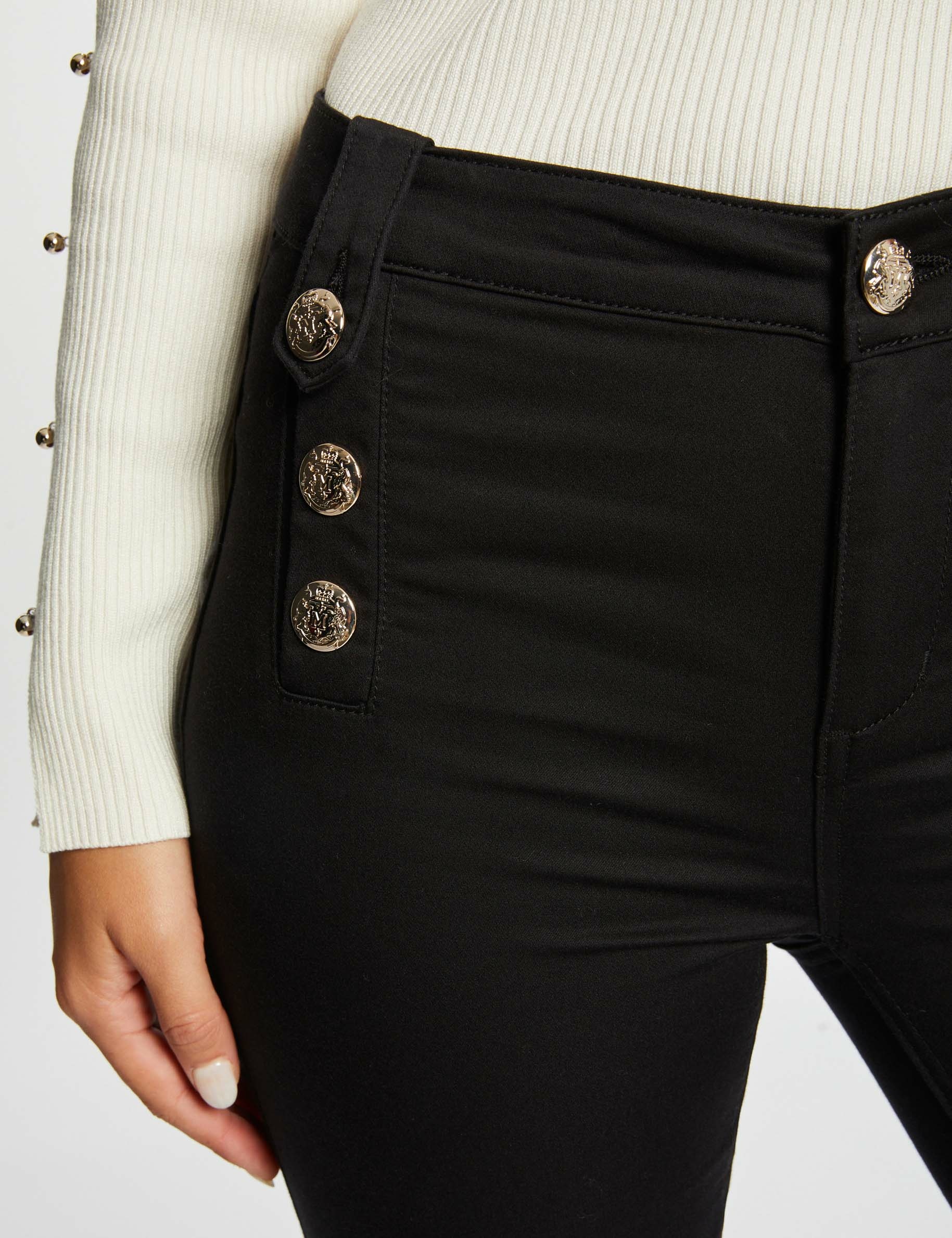 pantalon skinny avec boutons decoratifs noir femme Pantalon skinny avec boutons décoratifs noir femme