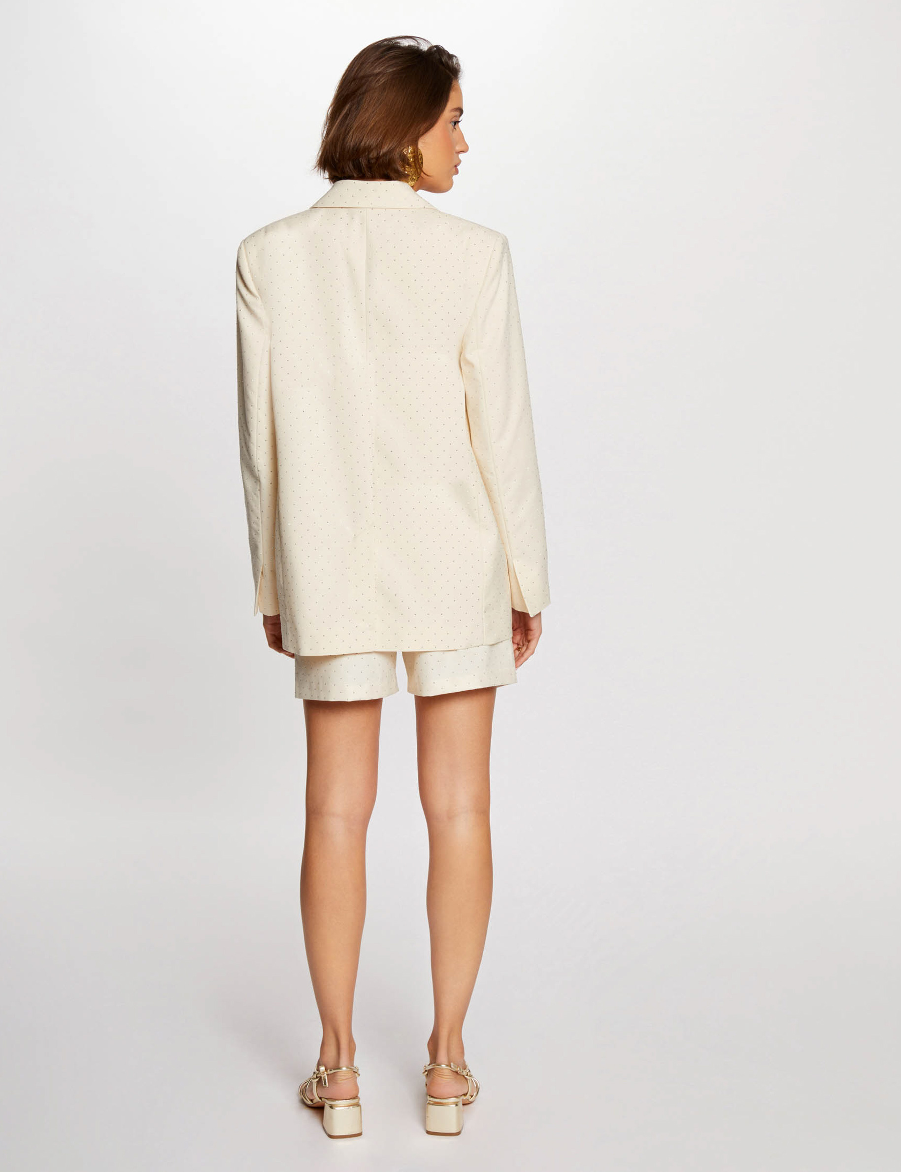 blazer droit a strass vanille femme Blazer droit à strass vanille femme
