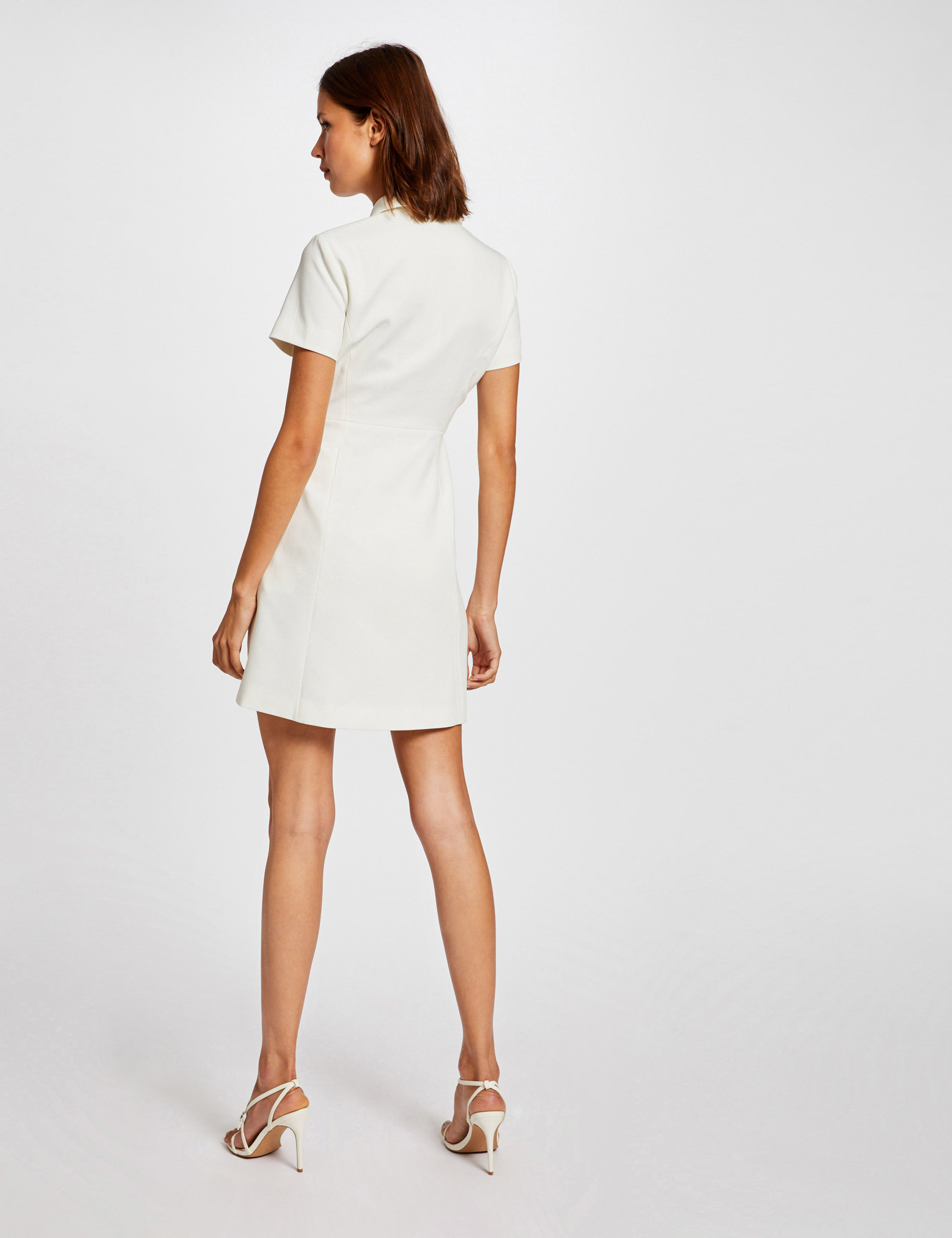 Robe ajustée avec manches courtes ecru femme Robe ajustée avec manches courtes ecru femme