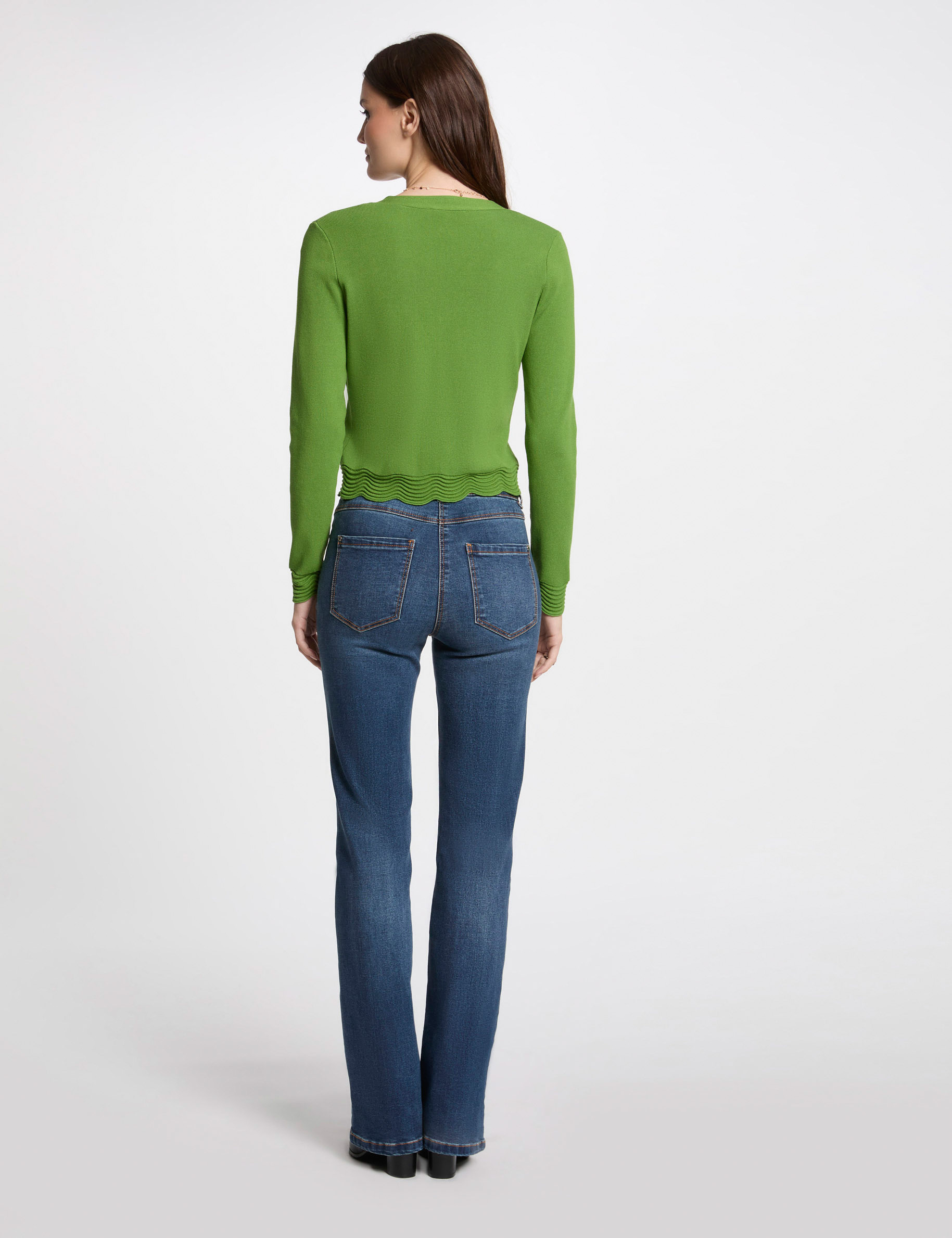gilet col en v vert anis femme Gilet col en V vert anis femme